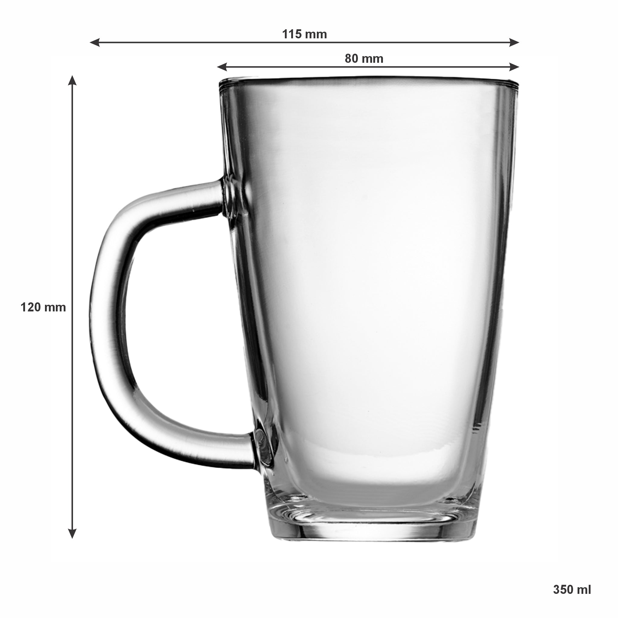 REGENT BULLET SHAPE LATTE GLASS MUG, 350ML