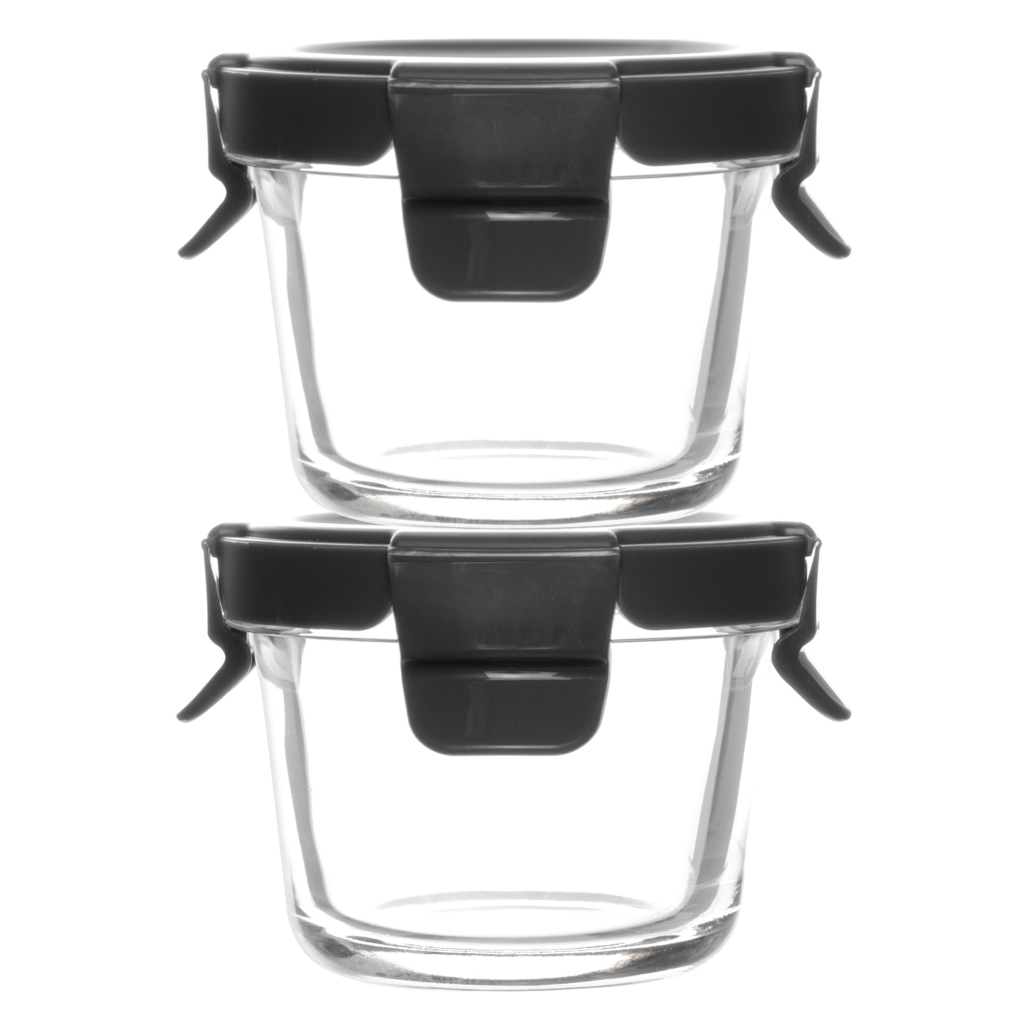 CONSOL ROUND GLASS BABY FOOD CONTAINERS WITH VENTED CLIP LIDS 2PK, 130ML
