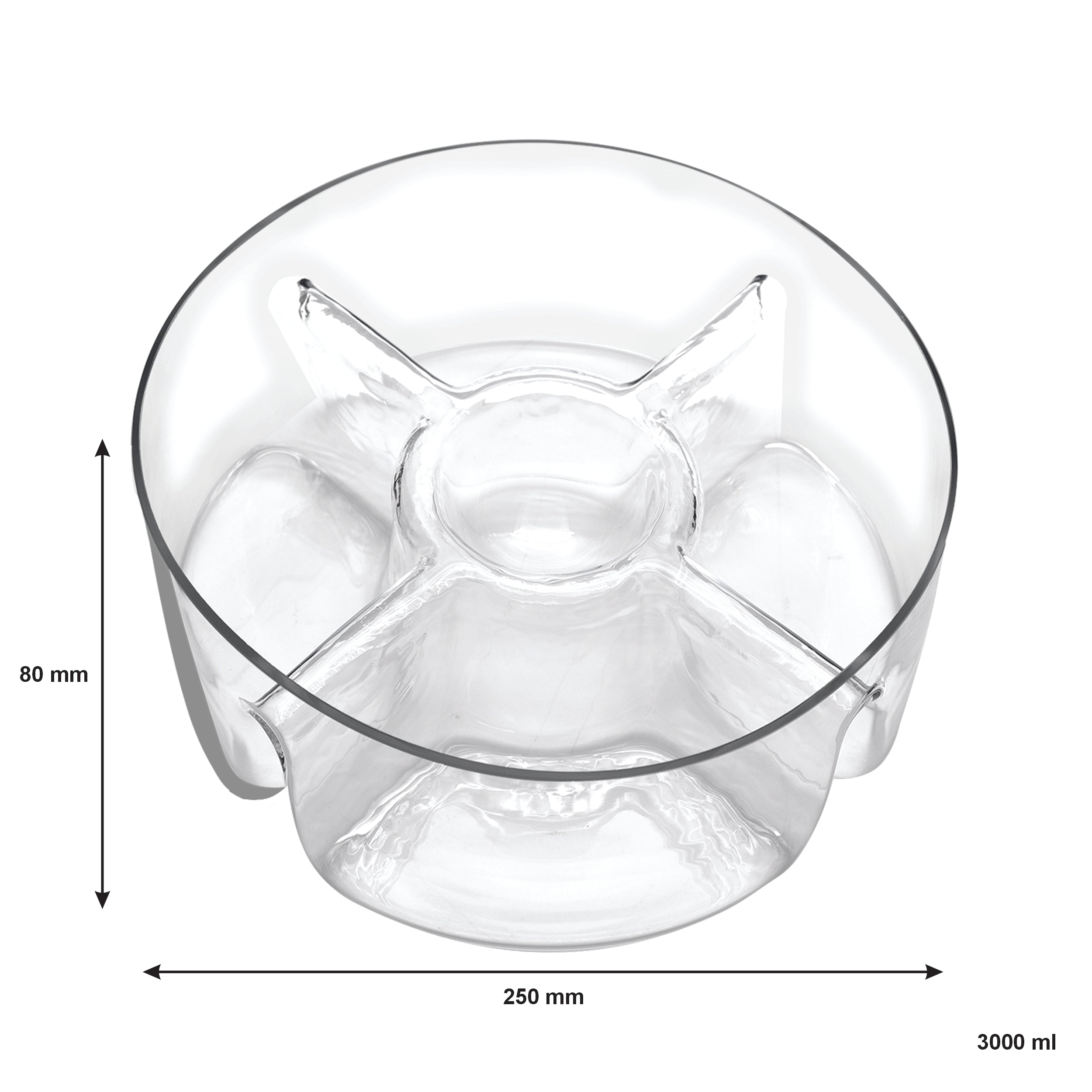 CONSOL GENOA GLASS SERVING BOWL WITH 5 SECTIONS, 250MM DIA