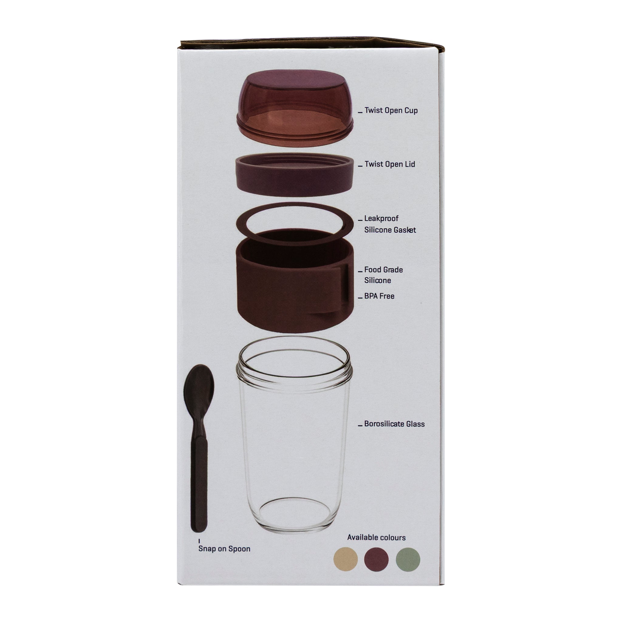 CONSOL LUGO LAYER LUX CUP WITH PURPLE PLASTIC LID AND GREY SPOON, 480ML