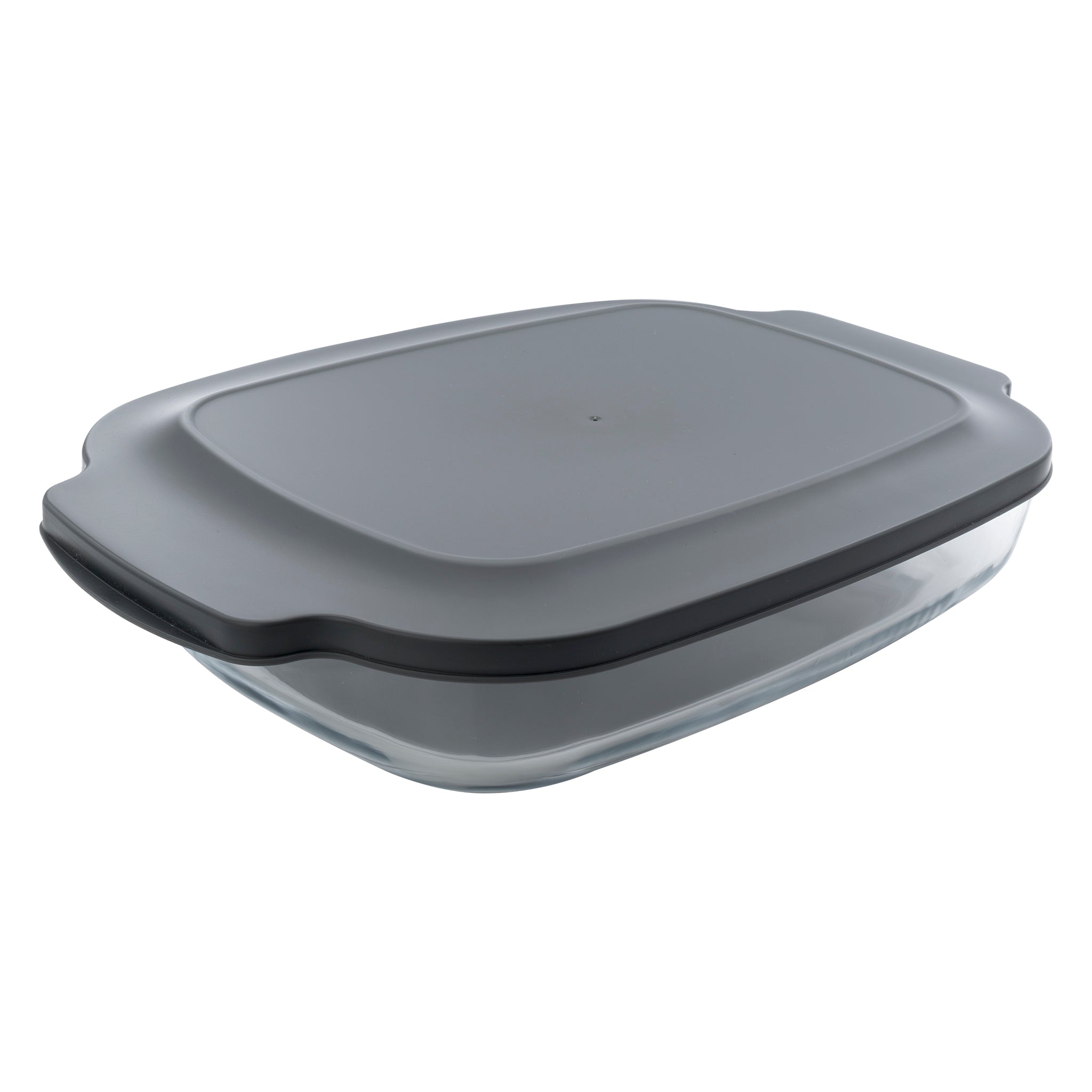CONSOL VIGO RECTANGULAR GLASS BAKING DISH WITH GREY PLASTIC LID, 3.8L