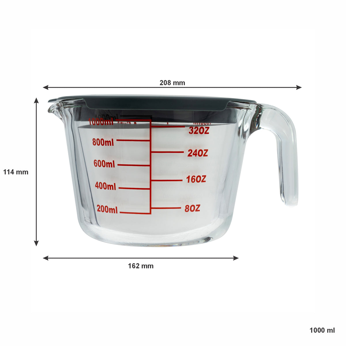 CONSOL PALMA MEASURING JUG BOROSILICATE WITH GREY COVER, 1L