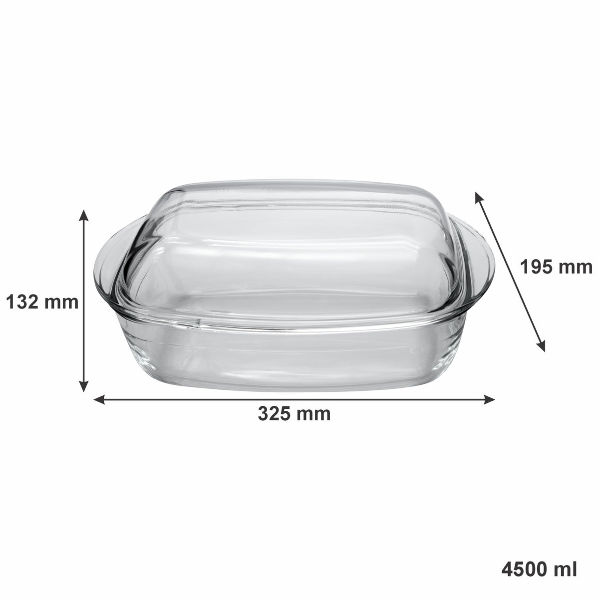 CONSOL CORDOBA RECTANGULAR GLASS CASSEROLE WITH LID, 4.5L