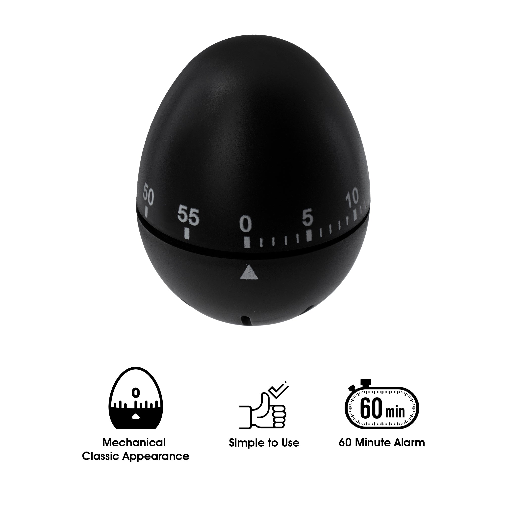 REGENT EGG TIMER ABS PLASTIC BLACK, 70X60MM DIA