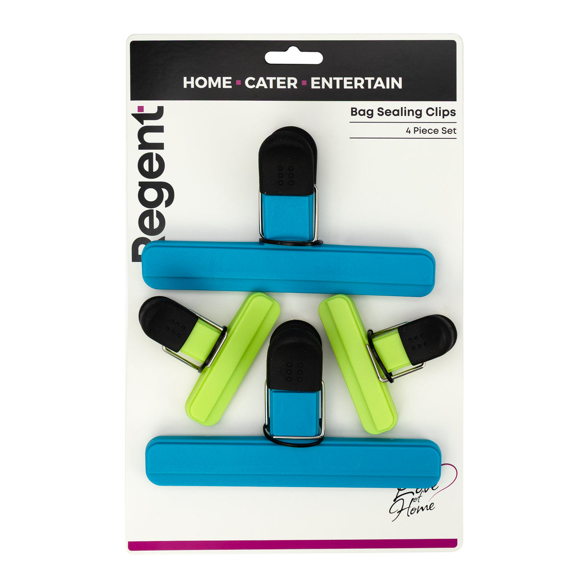 REGENT KITCHEN BAG SEALING CLIPS MIXED COLOURS, 2 LARGE & 2 SMALL, 4 PCS SET