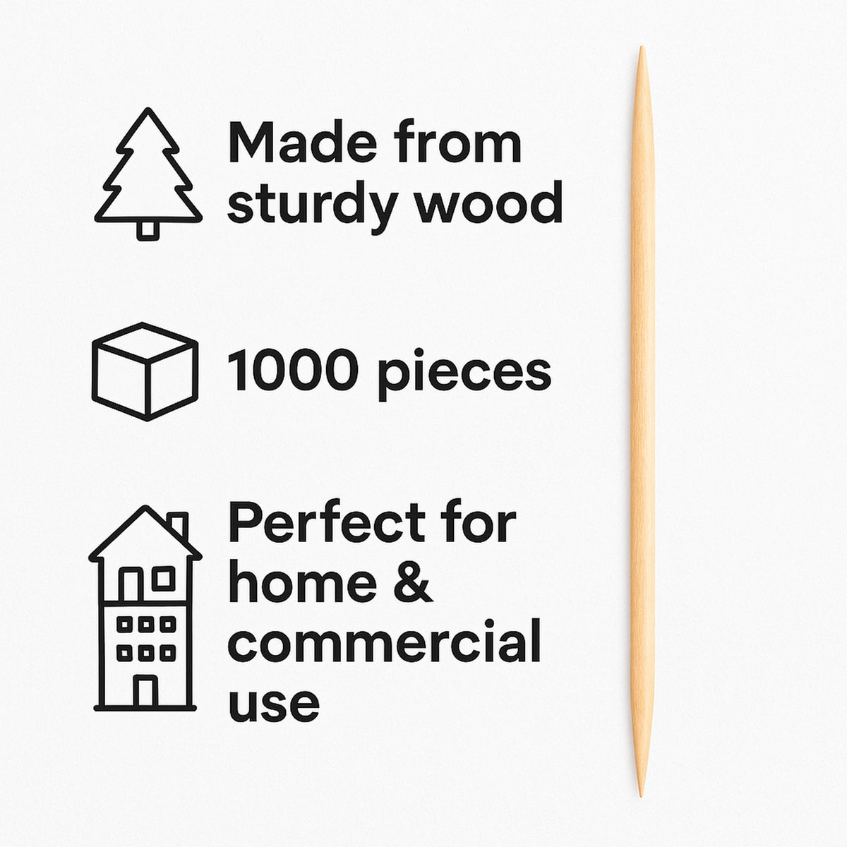 REGENT WOODEN TOOTHPICKS UNWRAPPED IN A BOX, 1000PK