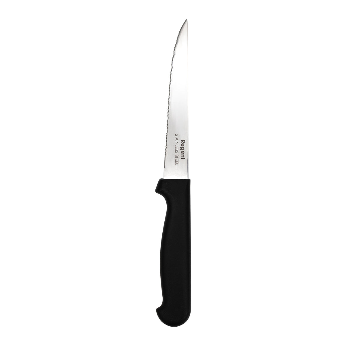 REGENT KITCHEN STEAK KNIVES WITH BLACK PP HANDLES 6PK, 200MM