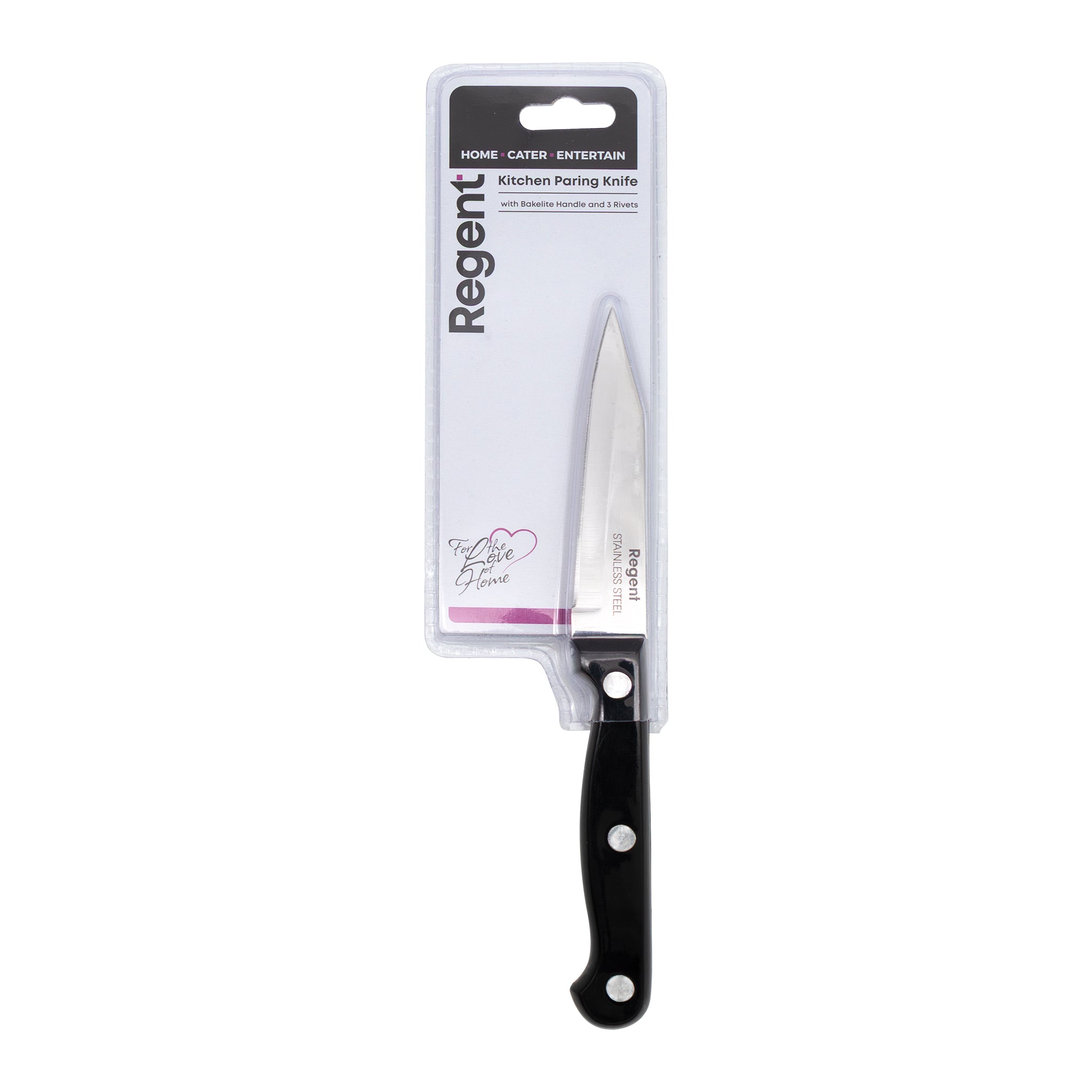 REGENT KITCHEN PARING KNIFE WITH BAKELITE HANDLE AND 3 RIVETS, 185MM
