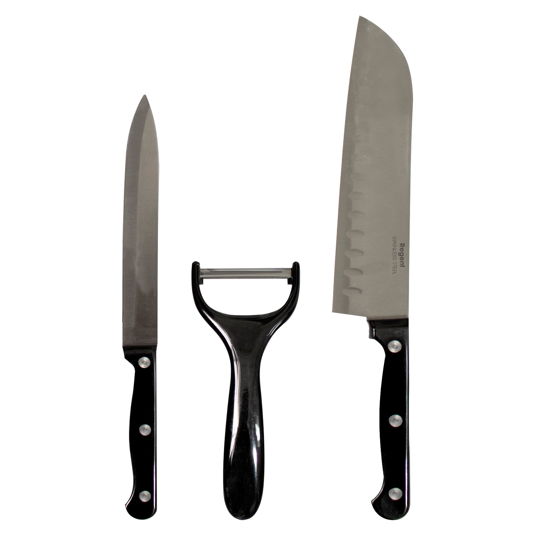 REGENT KITCHEN SANTOKU AND UTILITY KNIVES WITH PEELER 3PCS SET