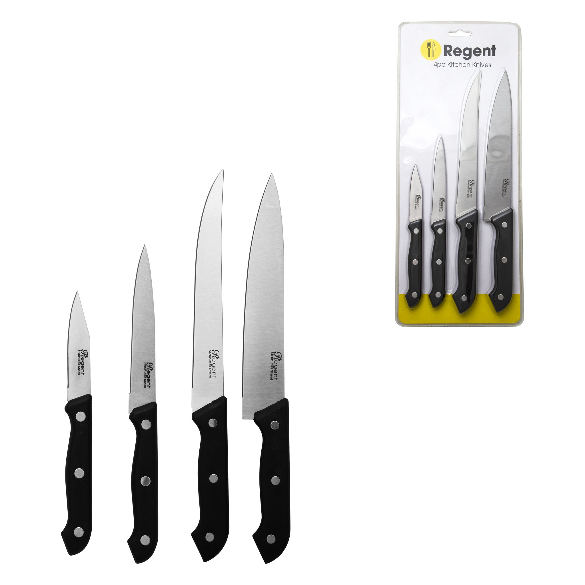 REGENT KITCHEN KNIVES WITH BAKELITE HANDLE AND 3 RIVETS 4PCS SET