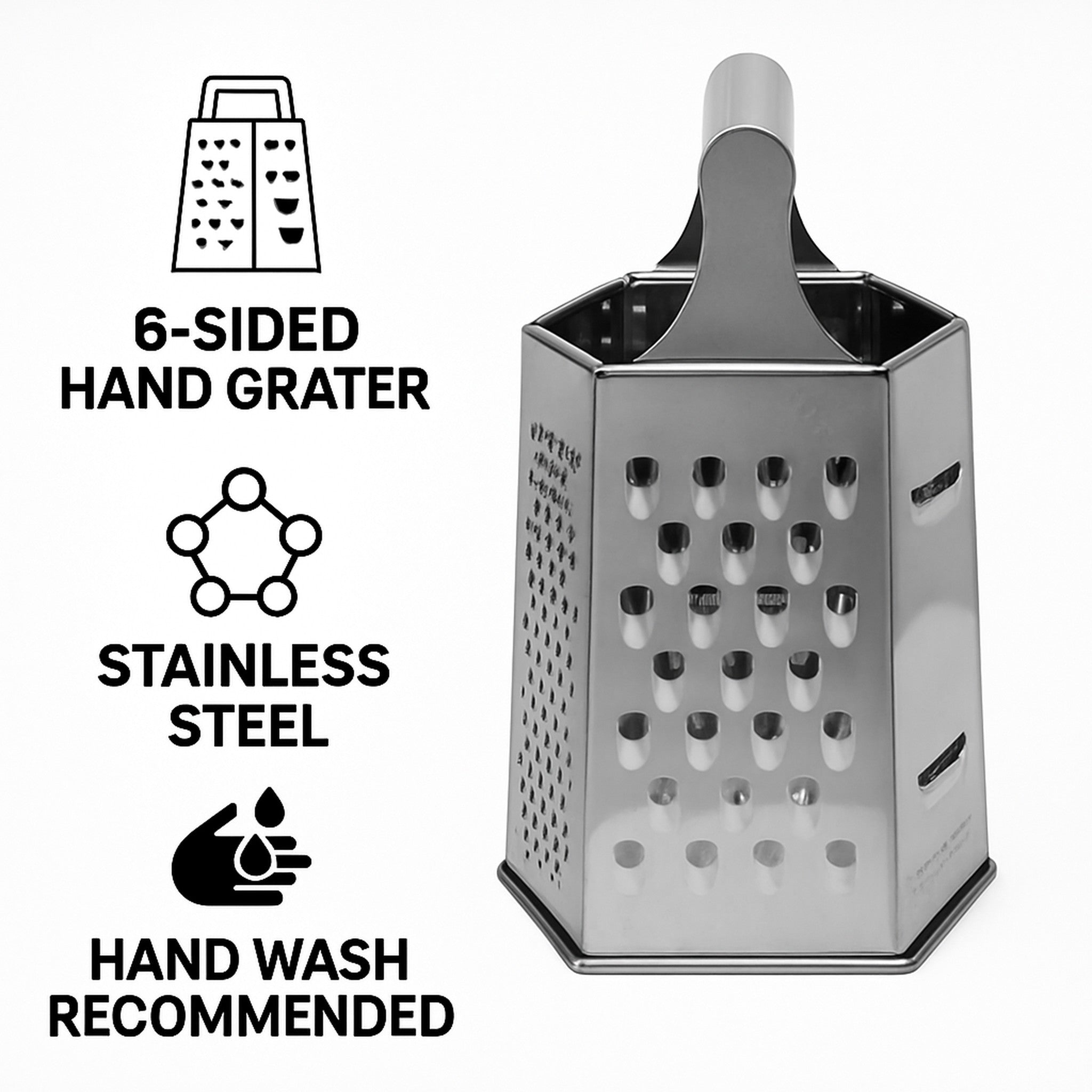 REGENT KITCHEN GRATER 6-SIDED STAINLESS STEEL, 195MM