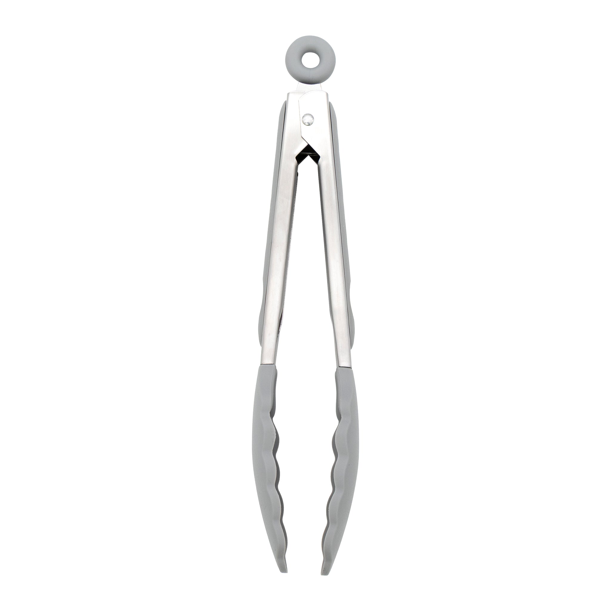 REGENT KITCHEN FOOD TONG STAINLESS STEEL WITH GREY SILICONE TIPS, 275MM