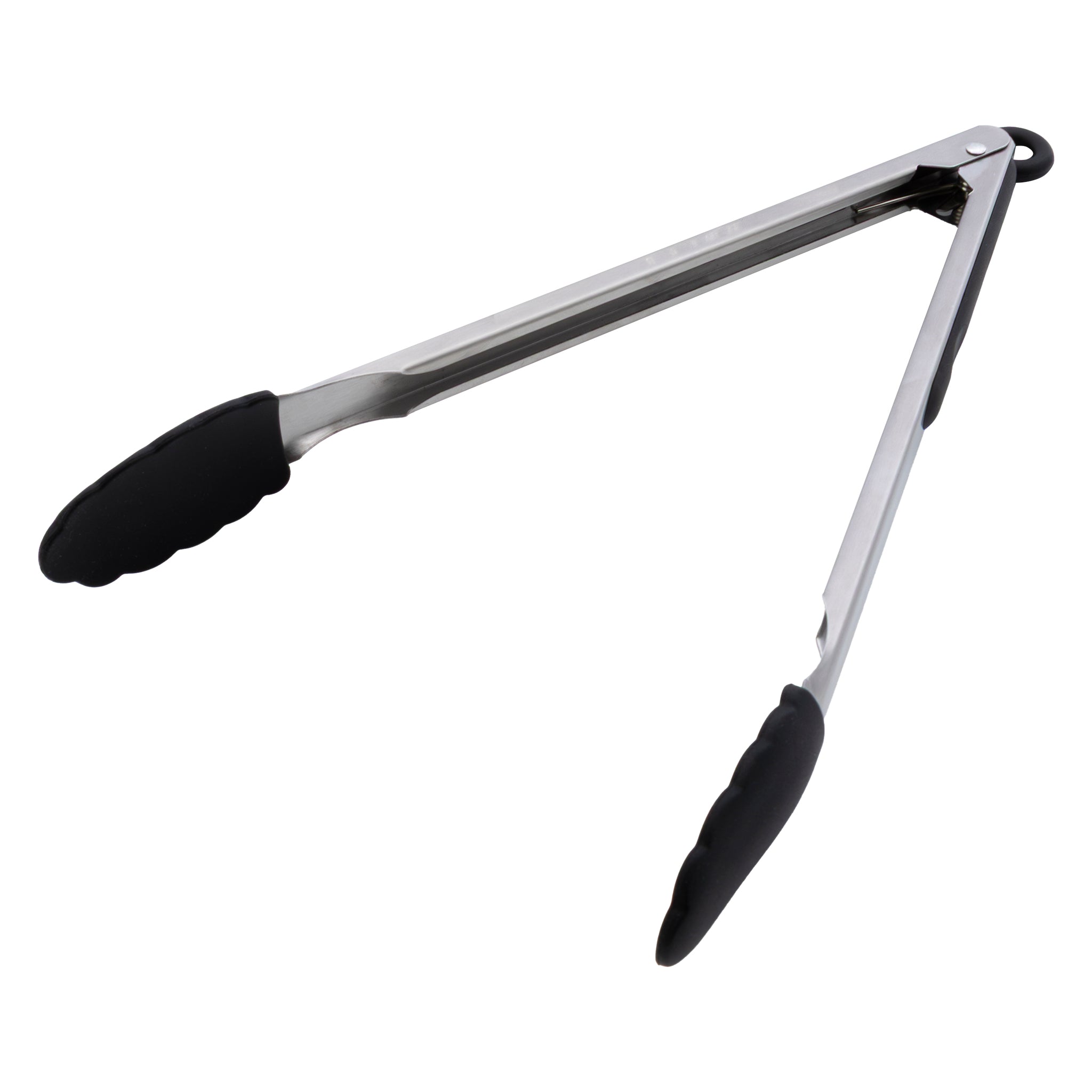 REGENT KITCHEN FOOD TONG STAINLESS STEEL WITH BLACK SILICONE TIPS, 340MM
