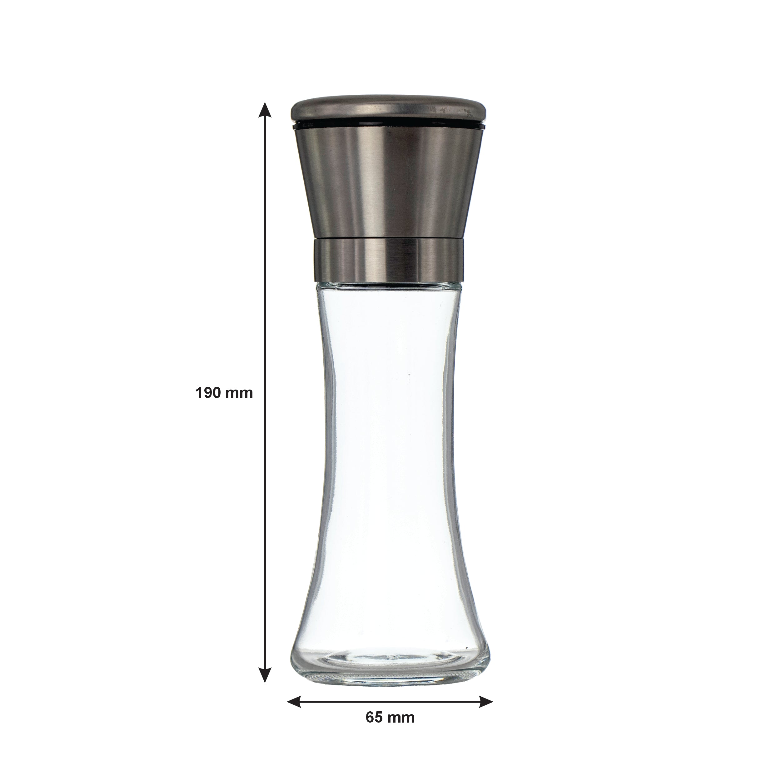 REGENT GLASS SALT AND PEPPER GRINDERS WITH ST.STEEL TOPS 2PK, 215ML