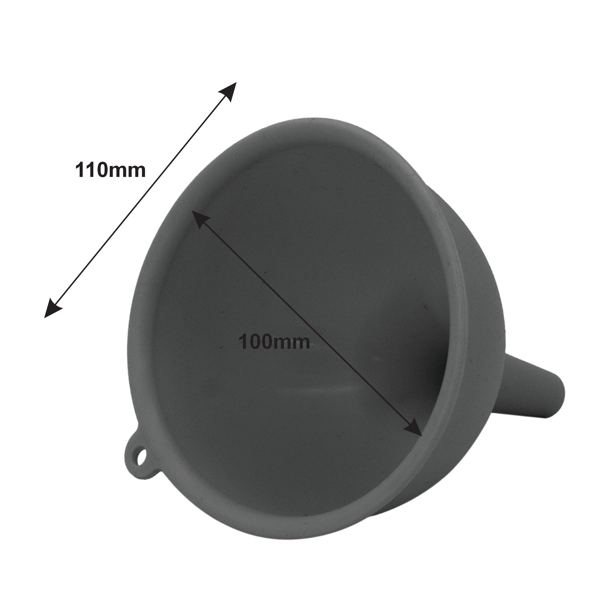 REGENT KITCHEN GREY SILICONE FUNNEL, 115MM DIA