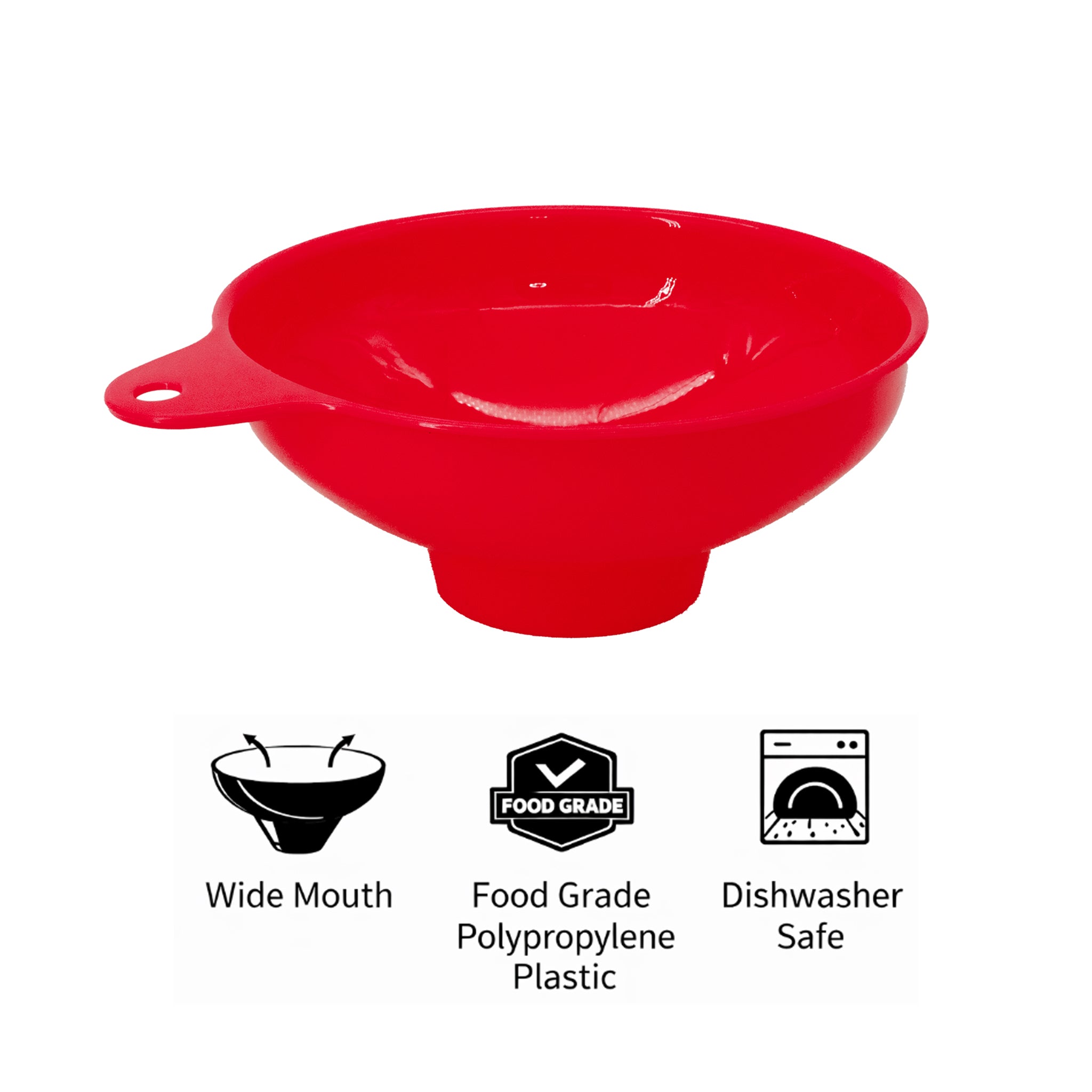 REGENT KITCHEN WIDE MOUTH CANNING FUNNEL PLASTIC RED