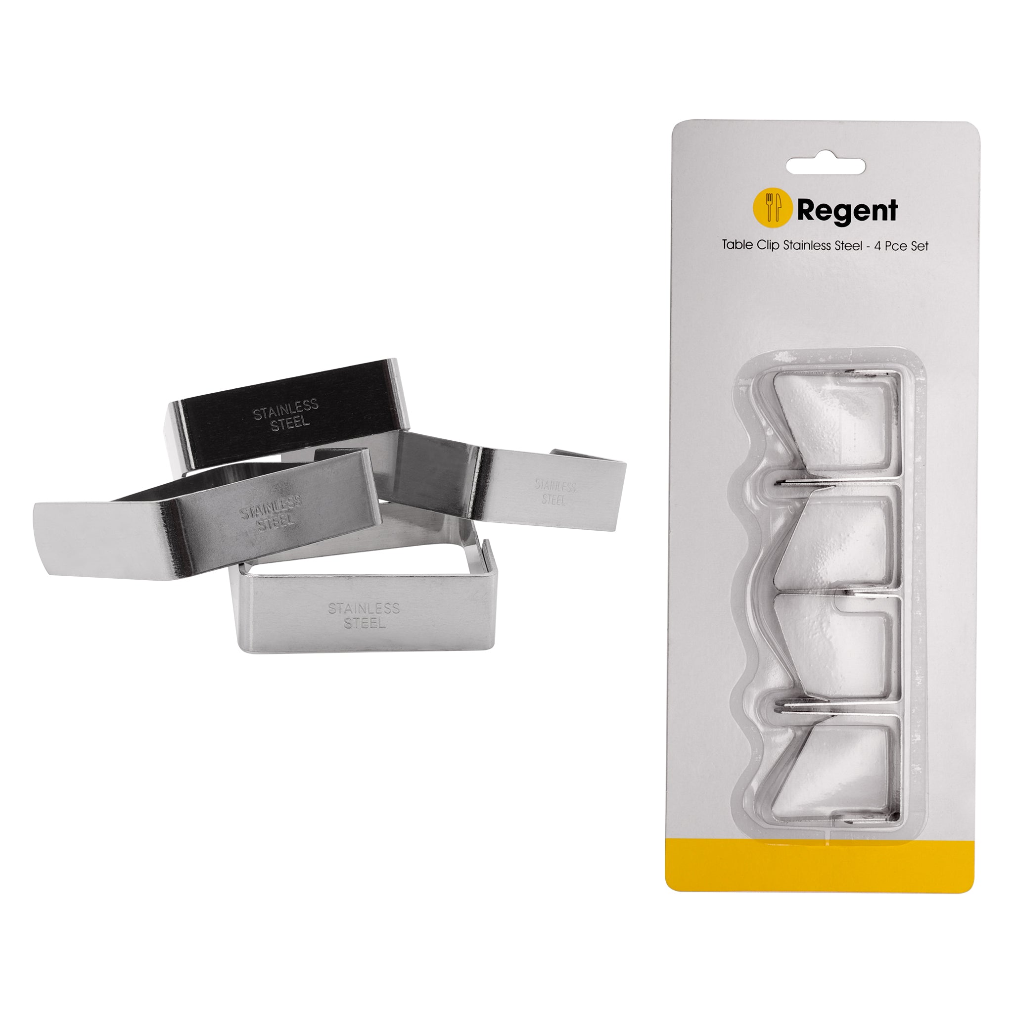 REGENT KITCHEN TABLE CLOTH CLIPS STAINLESS STEEL 4PK