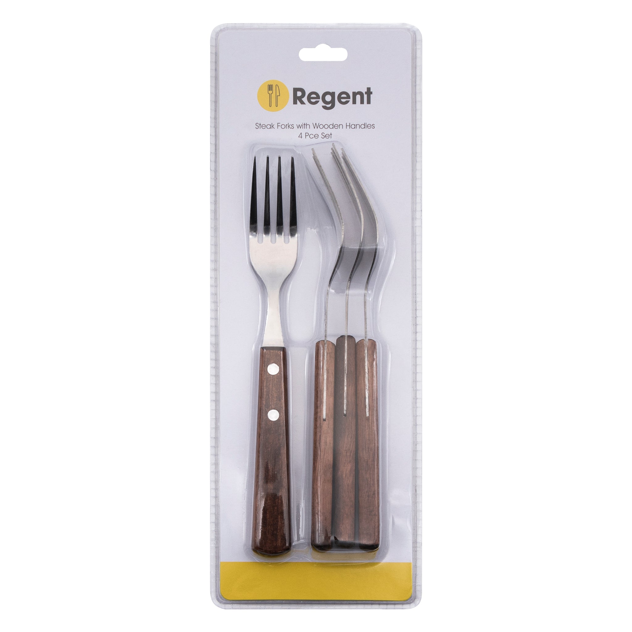 REGENT KITCHEN FORKS WITH WOODEN HANDLES 4PK, 209MM