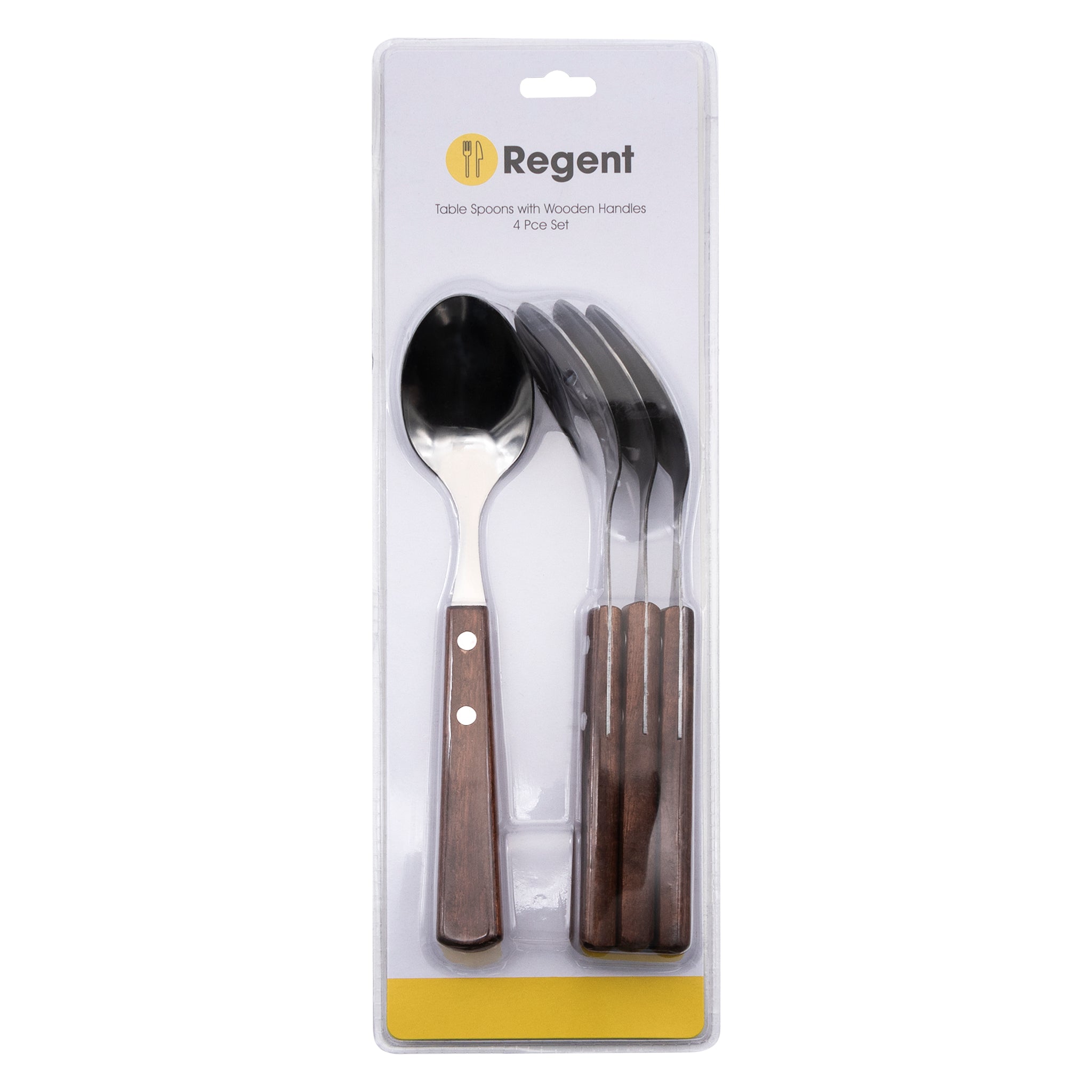 REGENT KITCHEN SPOONS WITH WOODEN HANDLES 4PK, 205MM