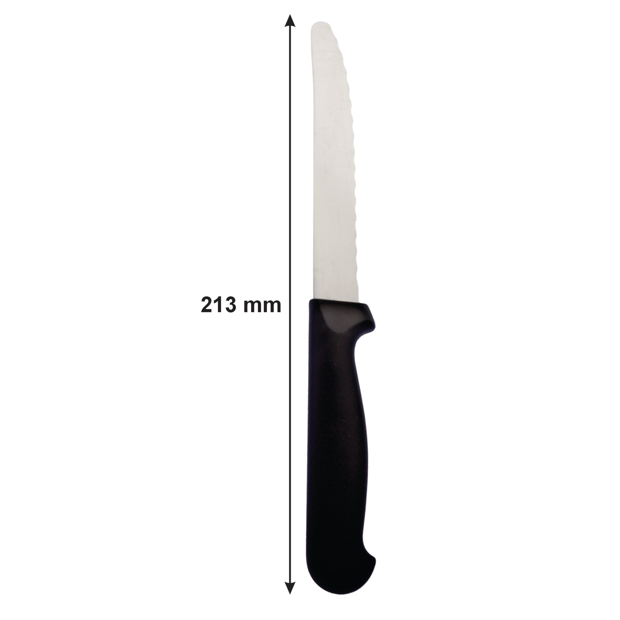 REGENT KITCHEN STEAK KNIVES WITH ROUND TIPS AND BLACK HANDLES 6PK, 213MM