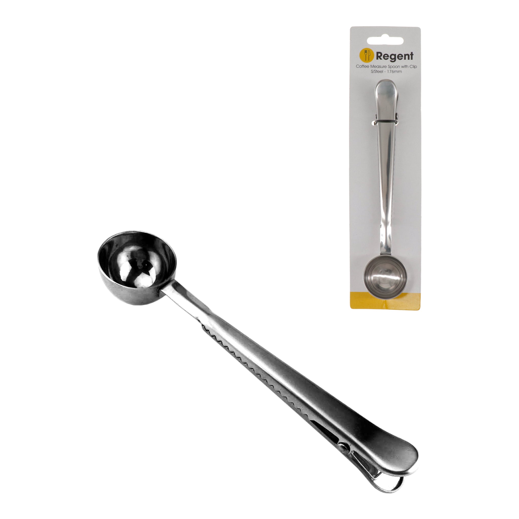 REGENT COFFEE MEASURE SPOON 19GR. STAINLESS STEEL WITH CLIP