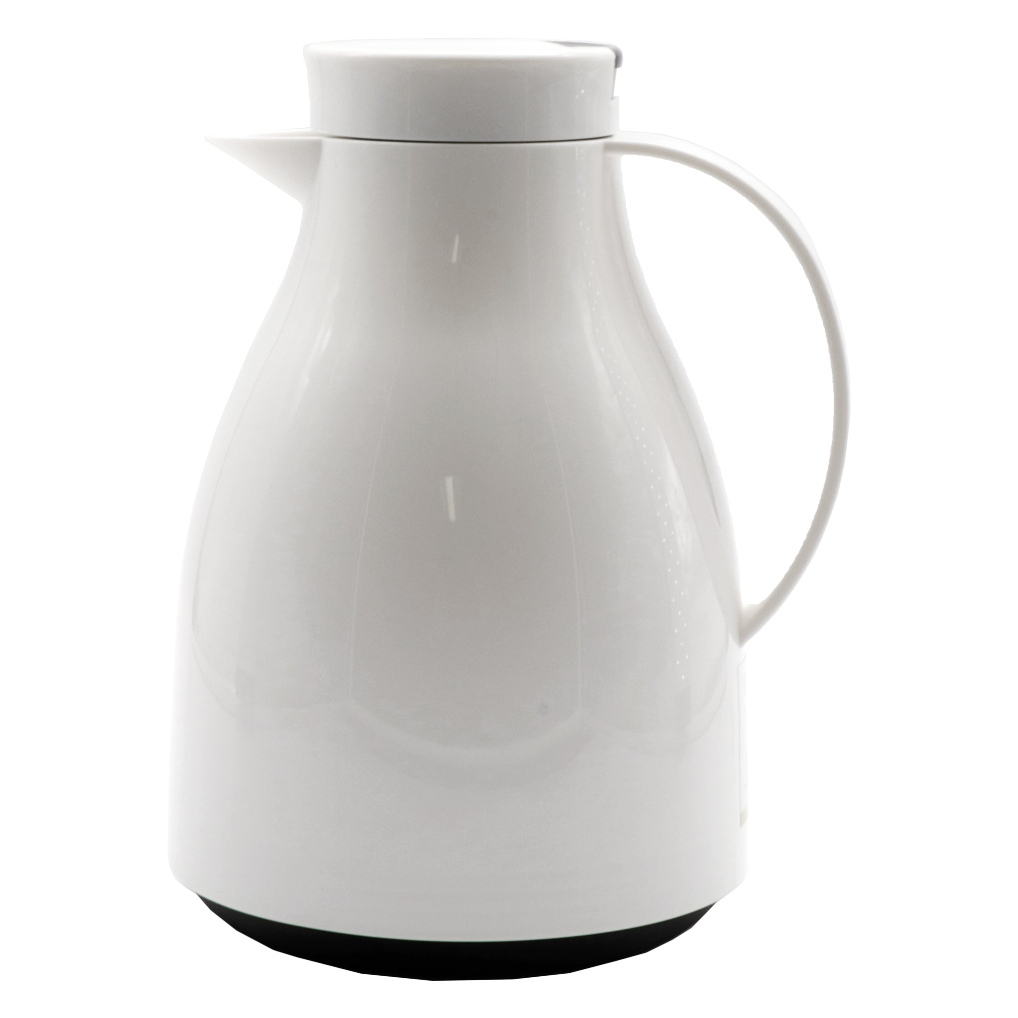 REGENT VACUUM THERMAL JUG WHITE WITH BLACK BUTTON LID AND GLASS LINER, 1L