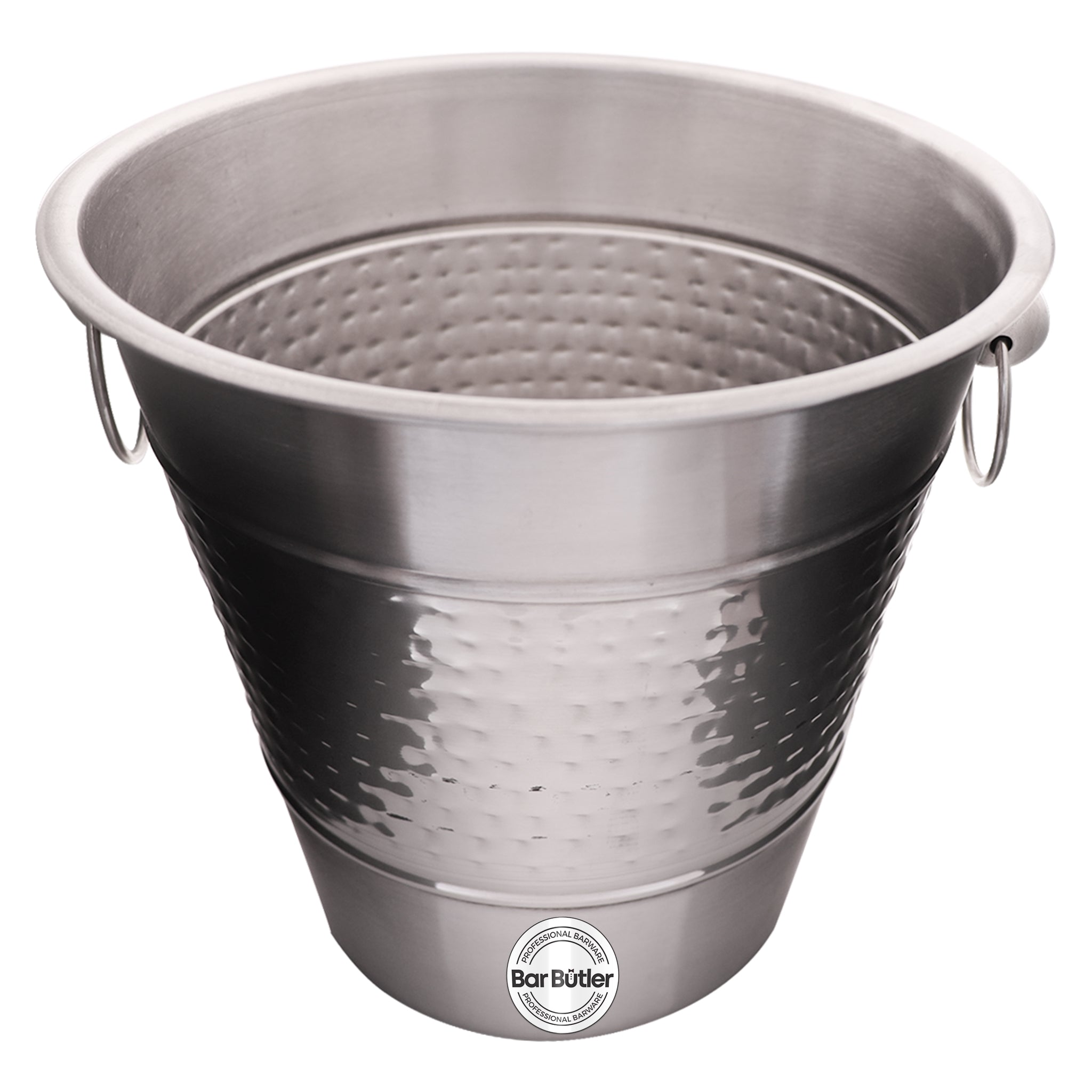 BAR BUTLER CHAMPAGNE BUCKET HAMMERED WITH RING HANDLES ST STEEL, 4L