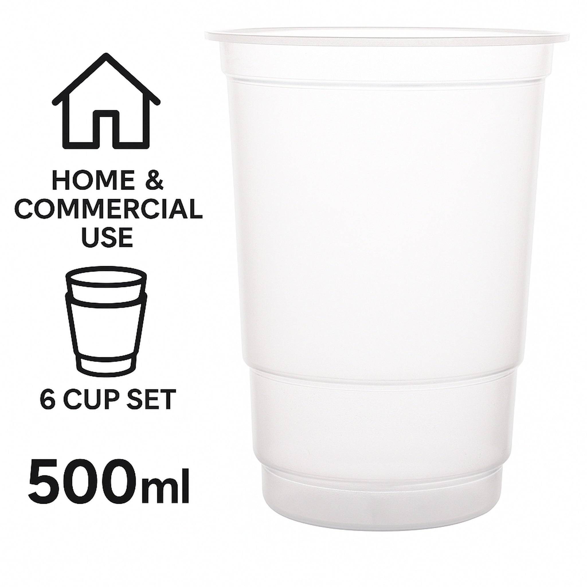 BAR BUTLER FESTIVAL CUPS PP PLASTIC 500ML 6PK, 95MM DIA