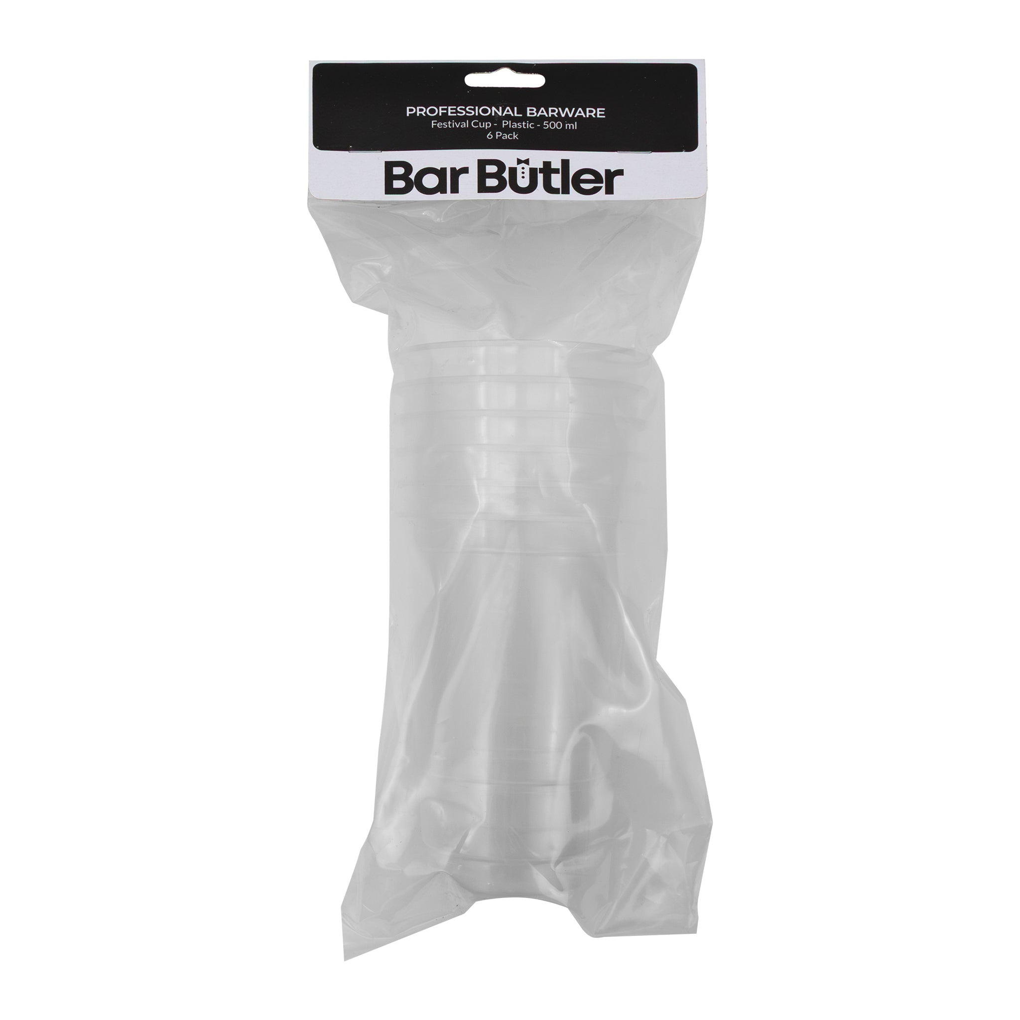 BAR BUTLER FESTIVAL CUPS PP PLASTIC 500ML 6PK, 95MM DIA