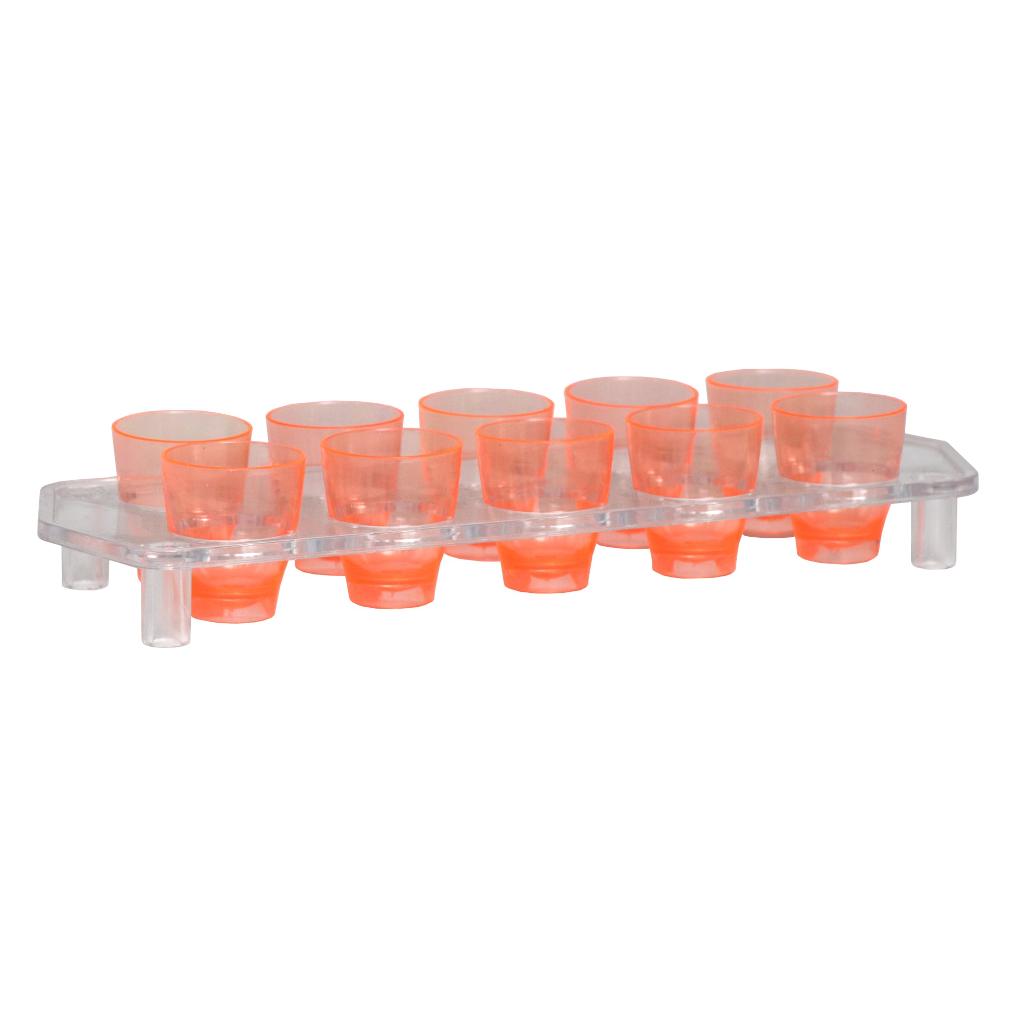 BAR BUTLER 10 COLOURED PLASTIC SHOT GLASSES 25ML ON A TRAY 11PCS SET, (1 COLOUR PER TRAY)