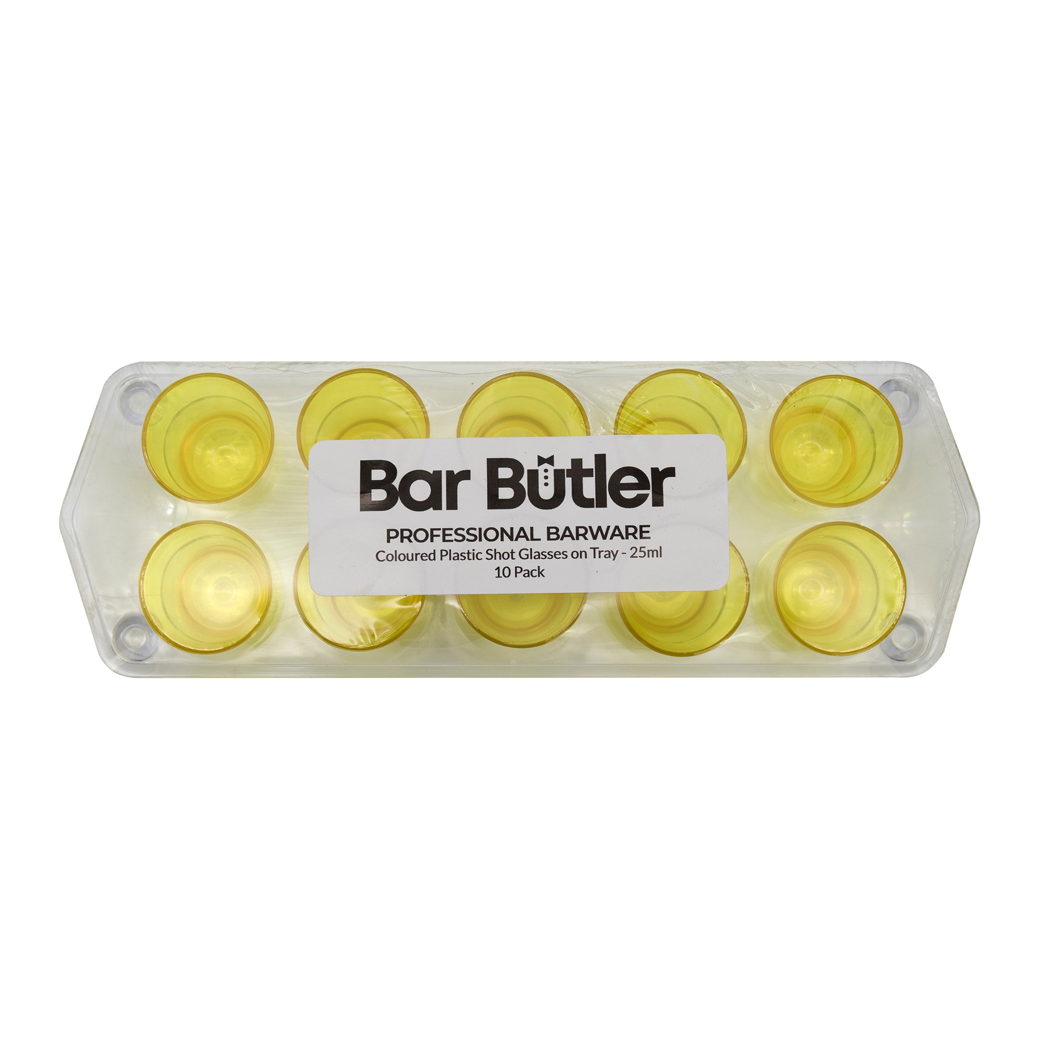 BAR BUTLER 10 COLOURED PLASTIC SHOT GLASSES 25ML ON A TRAY 11PCS SET, (1 COLOUR PER TRAY)
