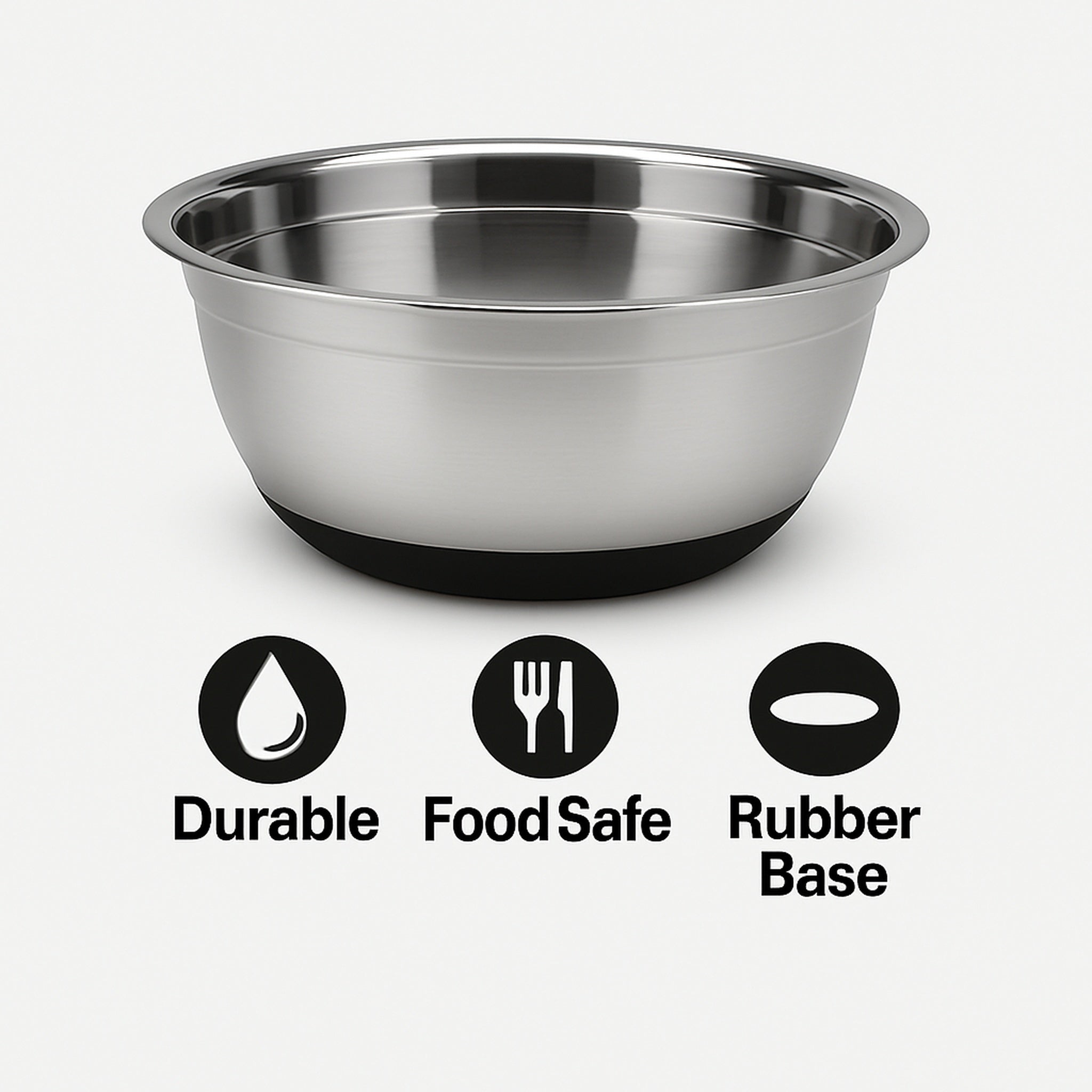 REGENT BAKEWARE MIXING BOWL CLASSIC WITH BLACK RUBBER BASE, 2.5L
