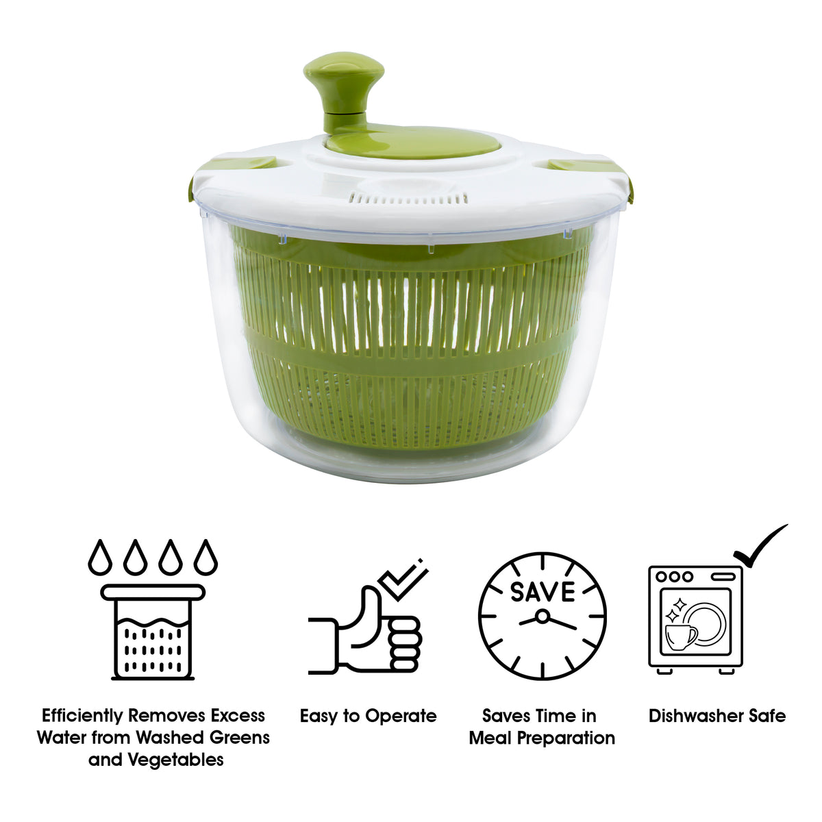 REGENT KITCHEN SALAD SPINNER PLASTIC GREEN AND WHITE, 245MM DIA