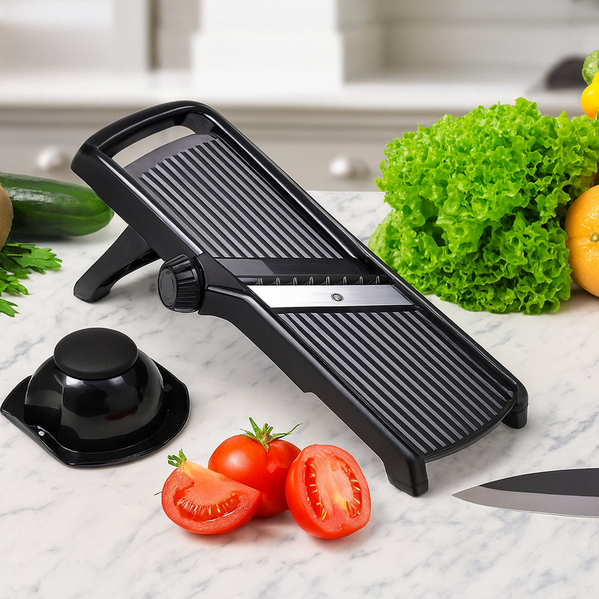 REGENT MULTI-FUNCTIONAL VEGETABLE SLICER BLACK ABS PLASTIC AND ST STEEL, 400X170MM