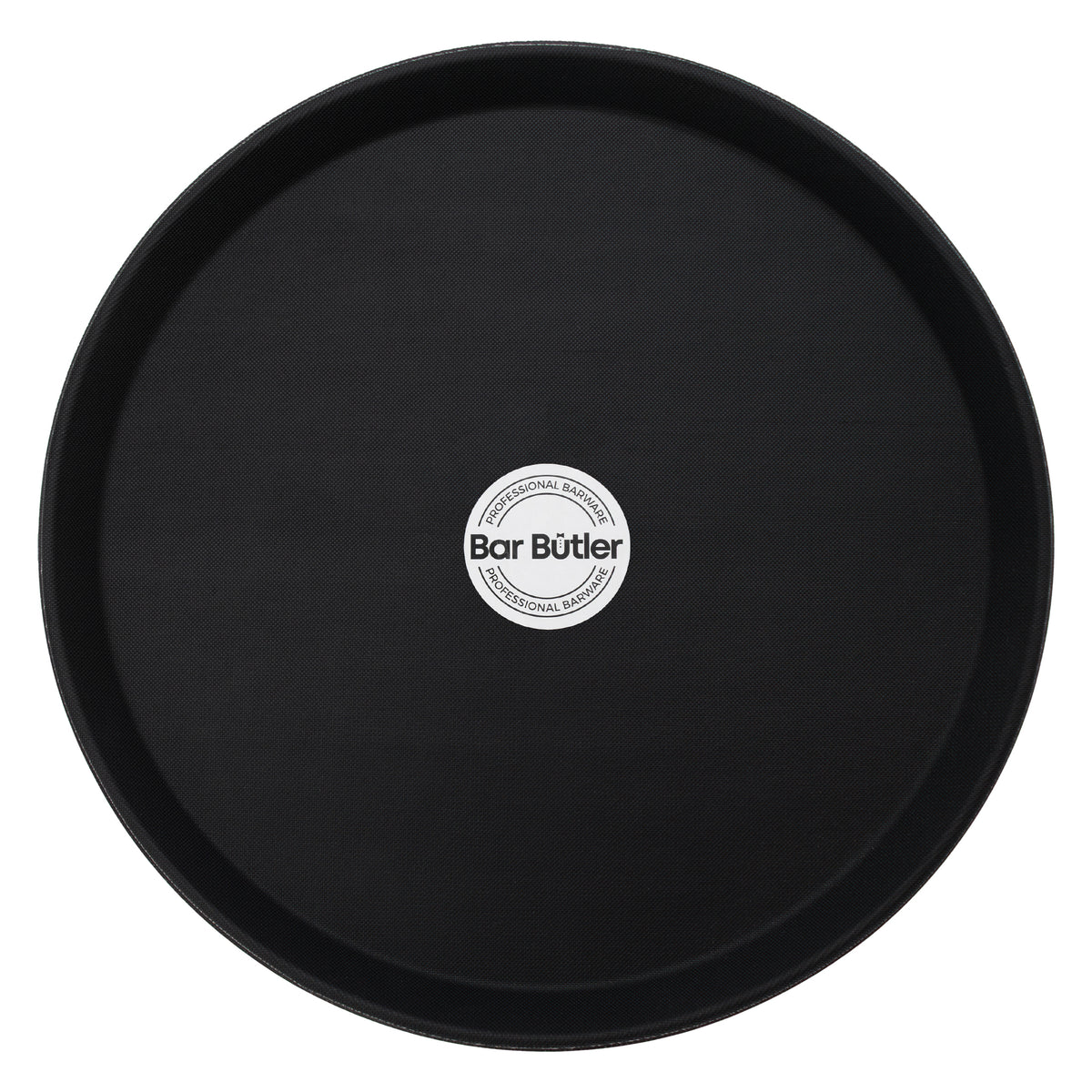 BAR BUTLER BLACK NON-SLIP ROUND TRAY, 355MM DIA