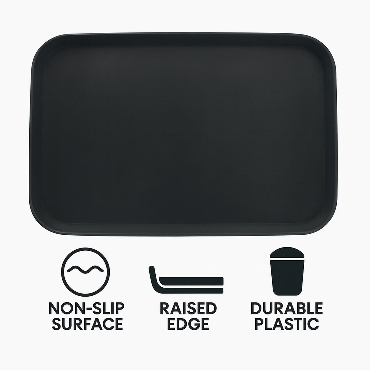 BAR BUTLER BLACK NON-SLIP RECTANGULAR TRAY 560MMX410
