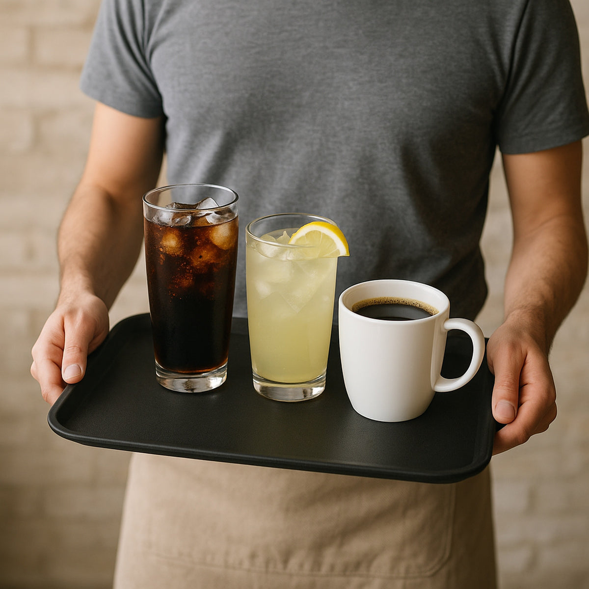BAR BUTLER BLACK NON-SLIP RECTANGULAR TRAY 560MMX410