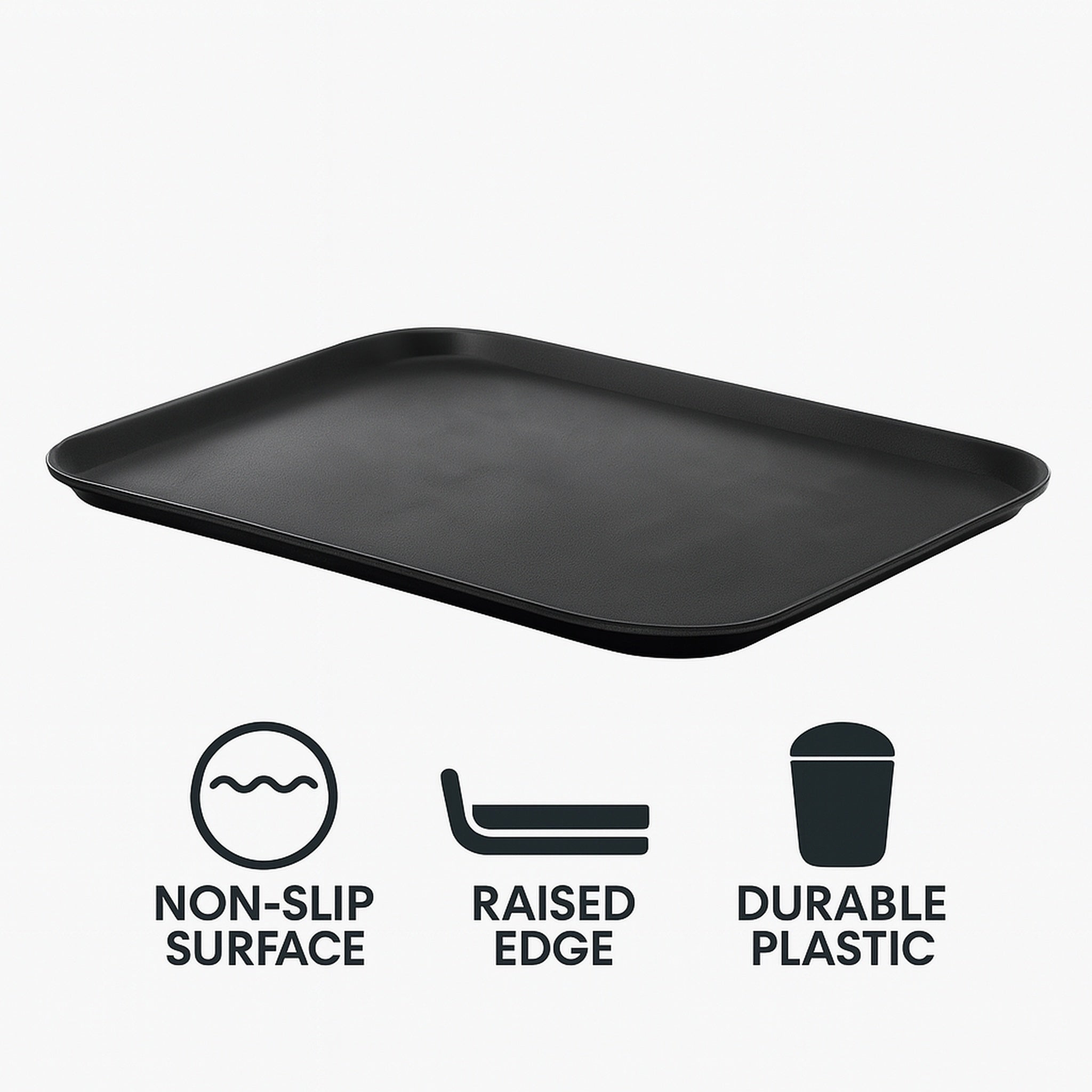 BAR BUTLER BLACK NON-SLIP RECTANGULAR TRAY, 455MMX355MM
