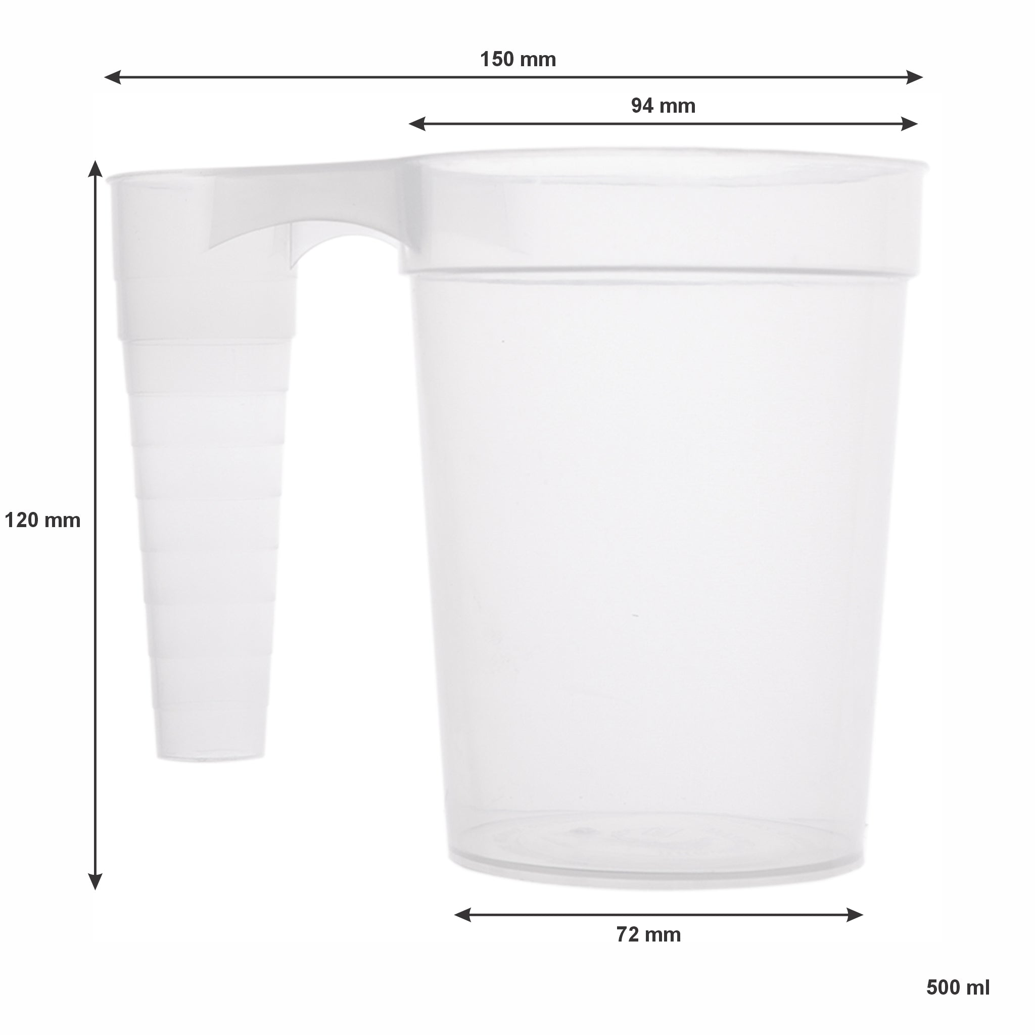 BAR BUTLER STACKING BEER MUG PLASTIC 500ML 6PK, 94MM DIA