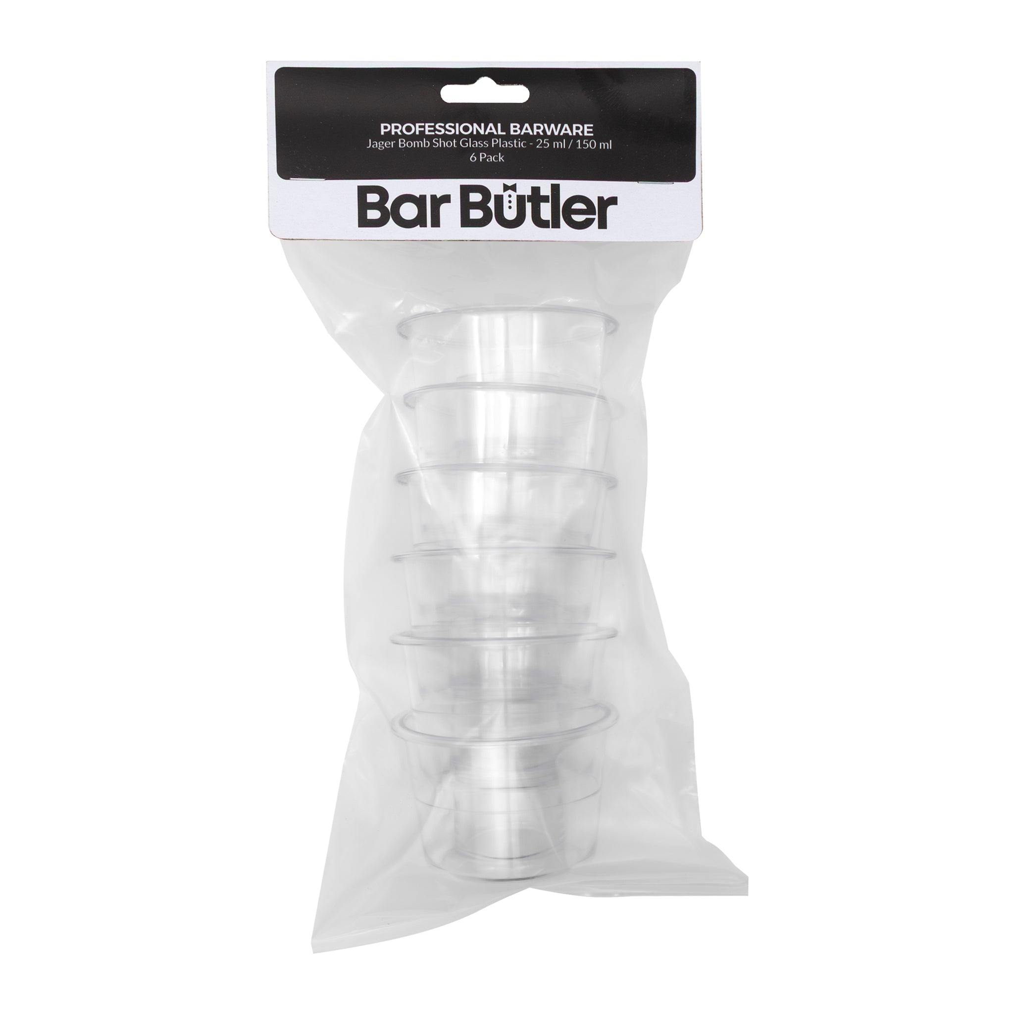 BAR BUTLER JAGER BOMB PLASTIC SHOT GLASSES 25ML/145ML, 6 PACK