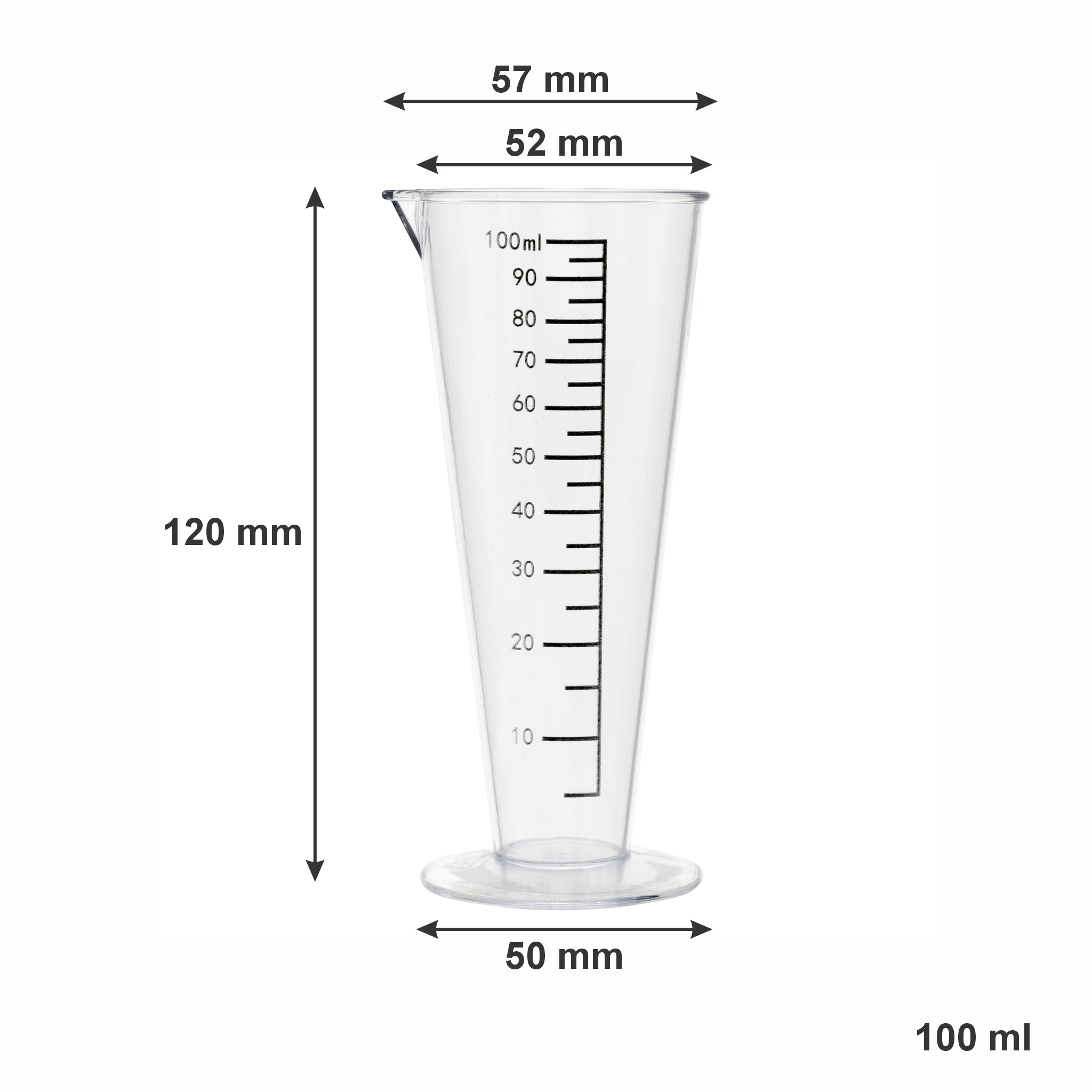 REGENT CONICAL PLASTIC MEASURING BEAKER, 100ML