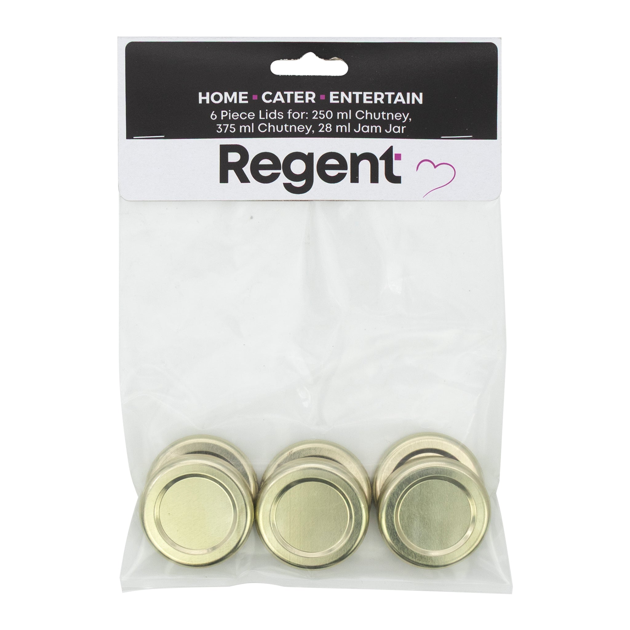 REGENT JAR LIDS GOLD 6PK, 43MM DIA