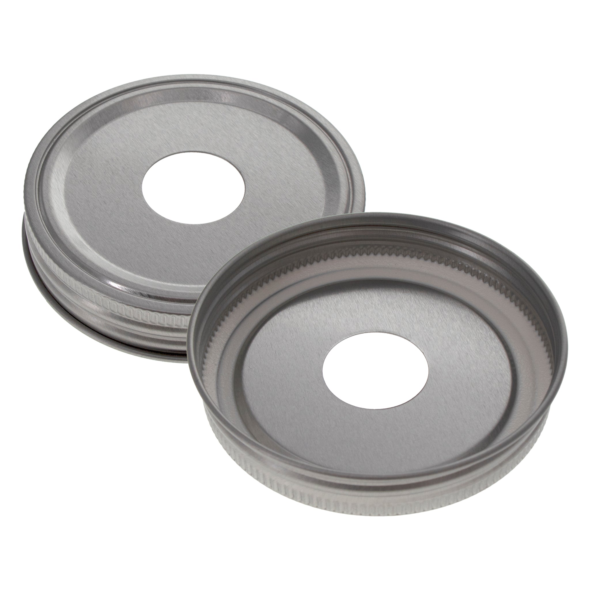 REGENT JAR LIDS WITH CUT OUT FOR CANDLE OR STRAW ST. STEEL 2PK, 90MM DIA