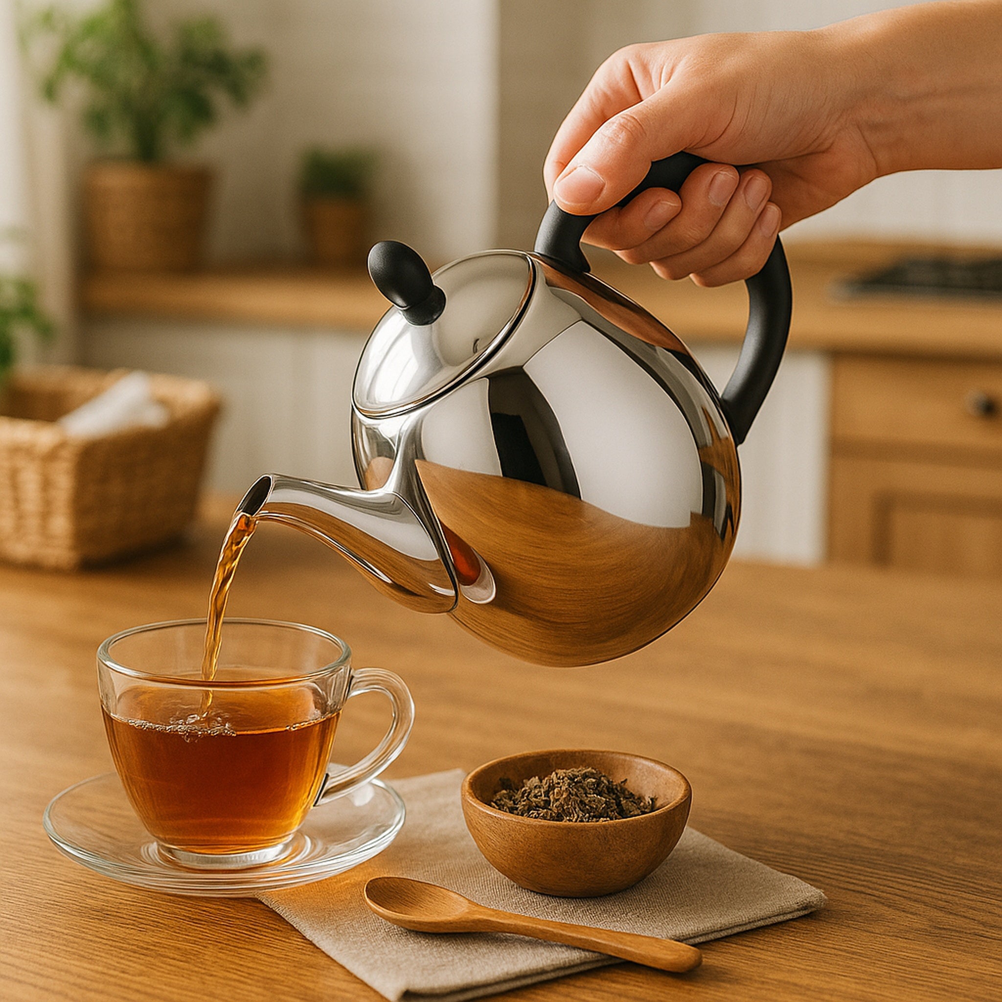 REGENT UJI TEAPOT ST STEEL WITH BLACK BAKELITE HANDLE & KNOB, 1L