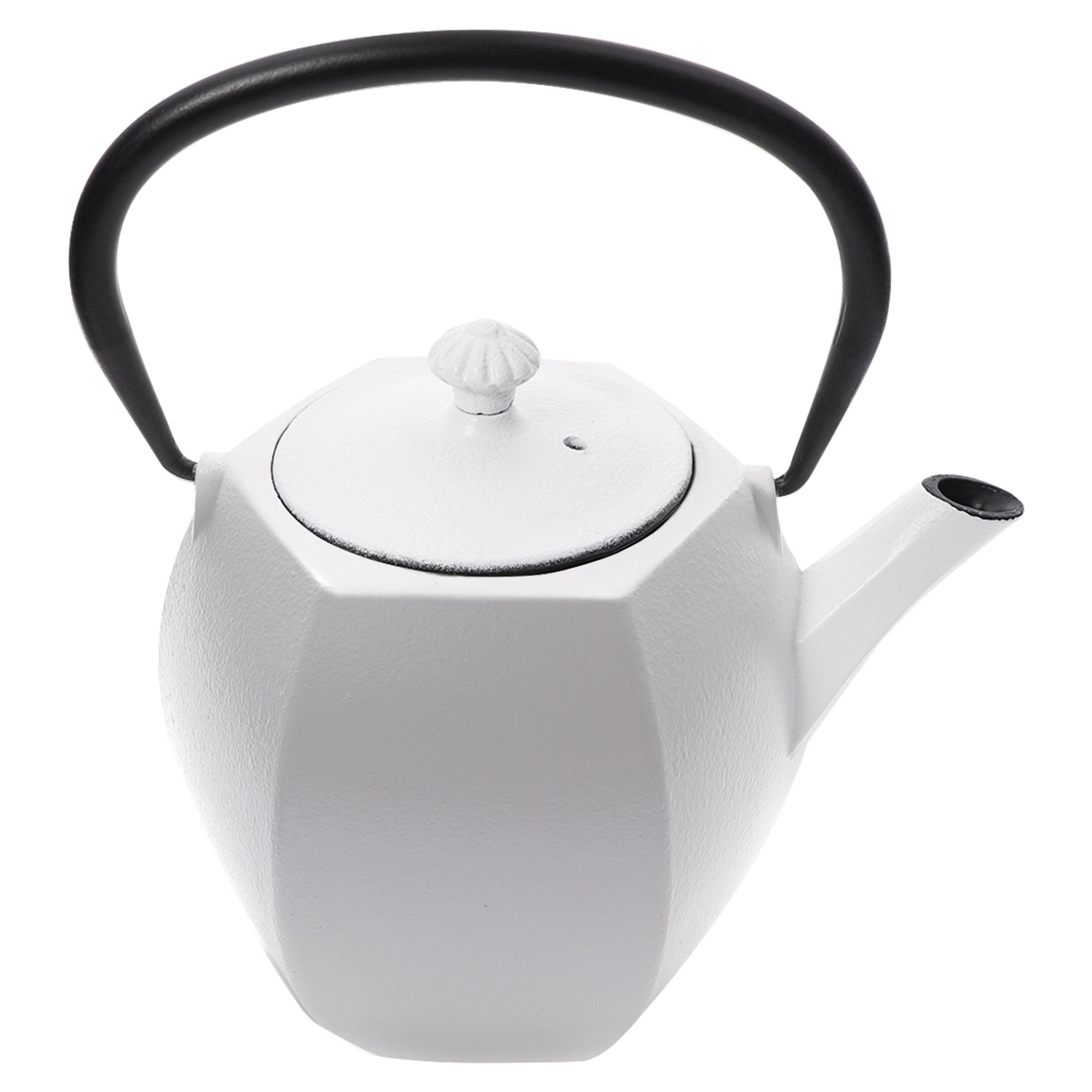 REGENT CAST IRON NAMBU TEKKI STYLE JAPANESE TEAPOT WHITE WITH BLACK HANDLE, 800ML