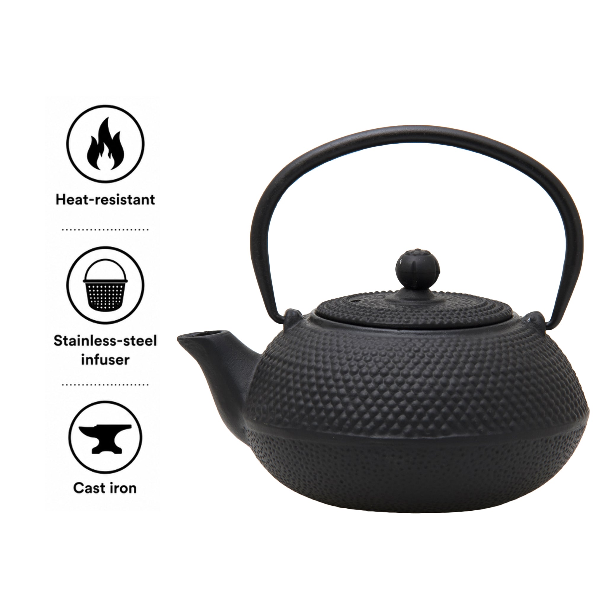 REGENT CAST IRON CHINESE TEAPOT BLACK, 600ML