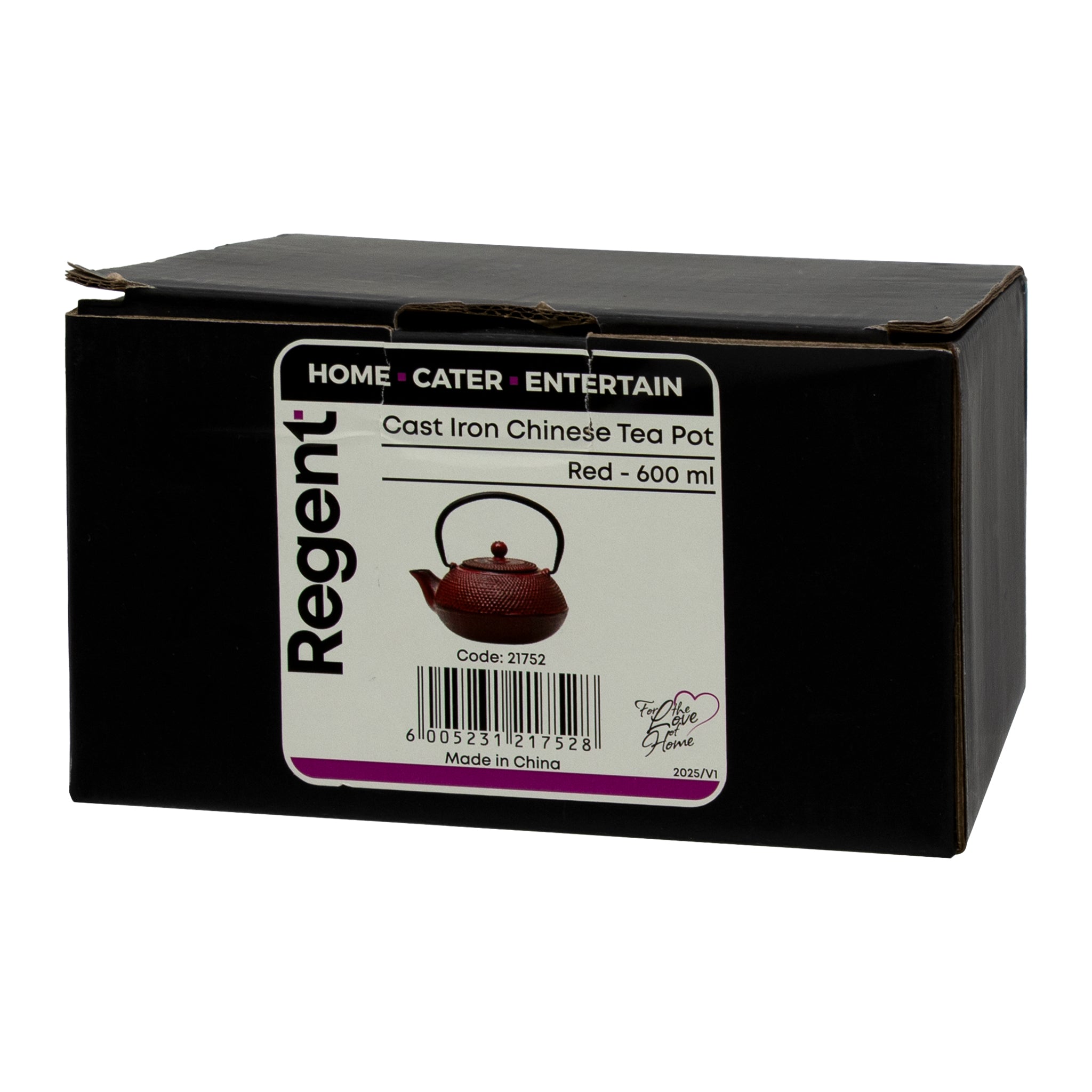 REGENT CAST IRON CHINESE TEAPOT RED, 600ML