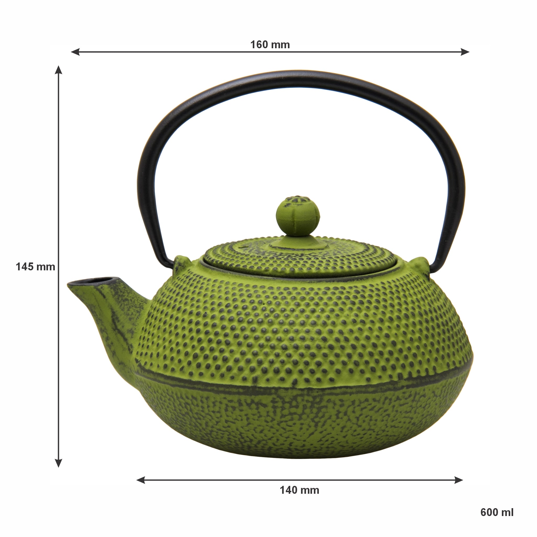 REGENT CAST IRON CHINESE TEAPOT LIME GREEN, 600ML