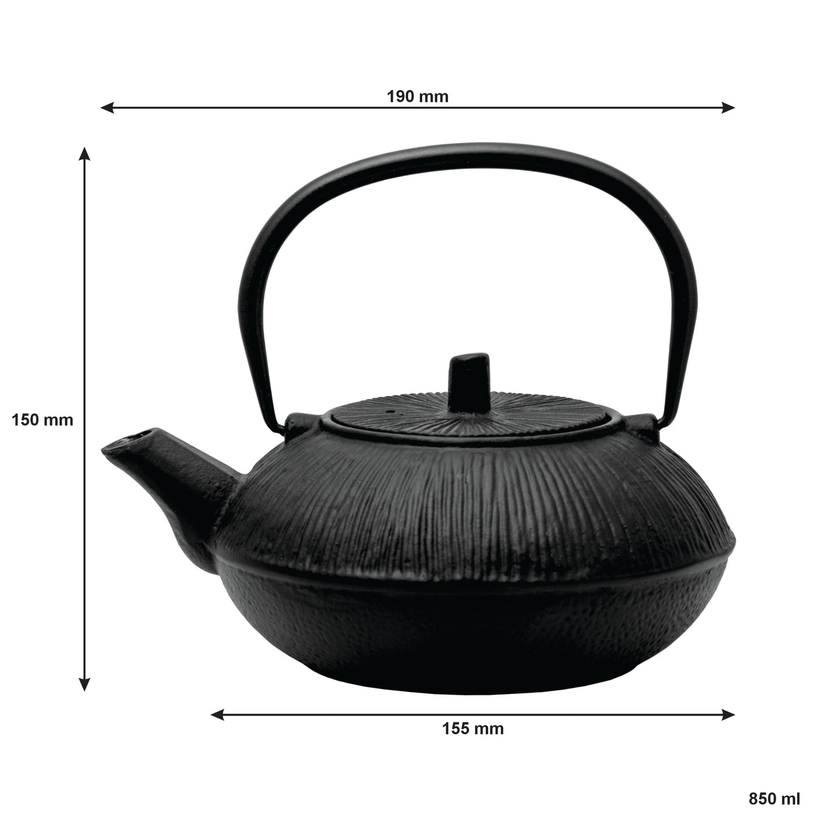 REGENT CAST IRON TRADITIONAL CHINESE TEAPOT BLACK, 850ML