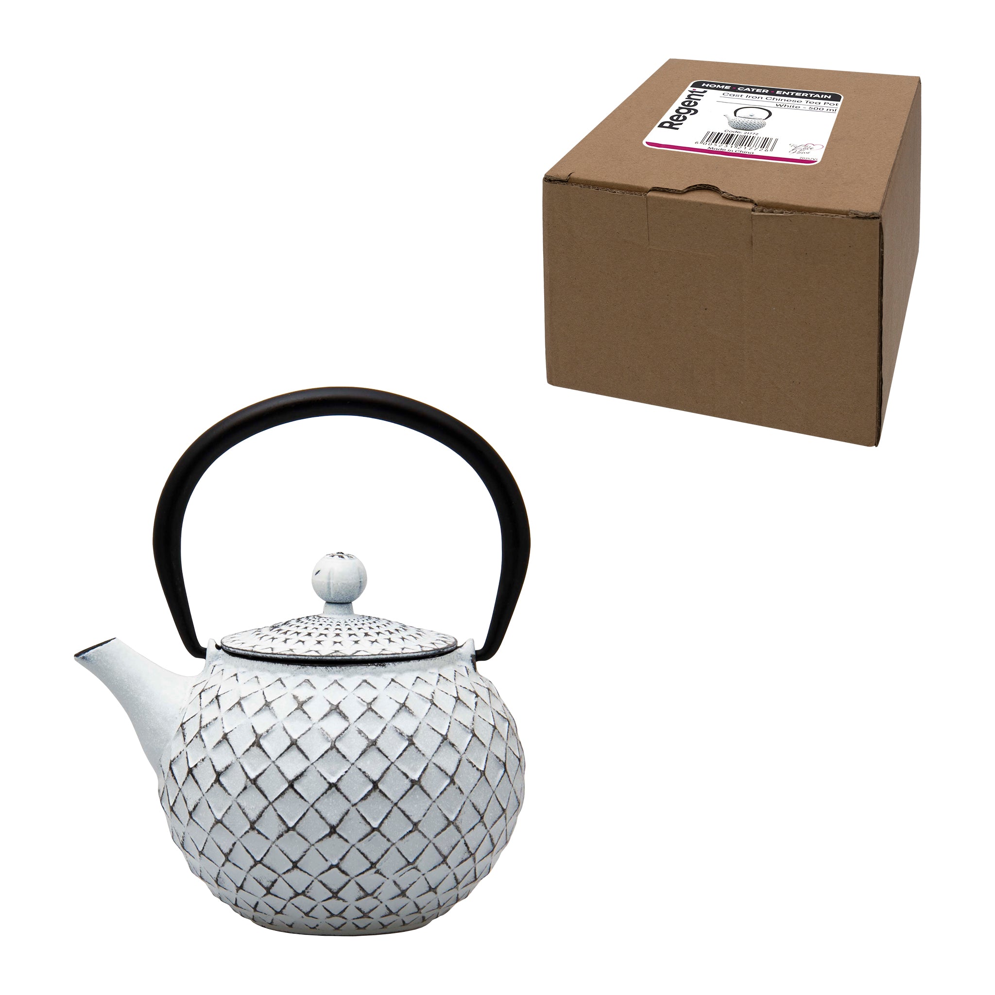 REGENT CAST IRON CHINESE TEAPOT WHITE, 500ML